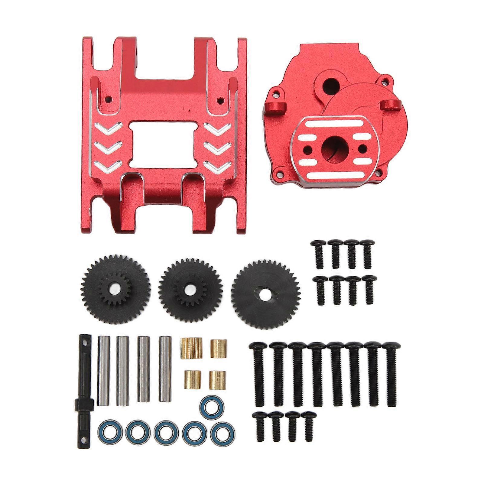 Boîte De Vitesses Rc En Alliage D'Aluminium : Carter, Engrenages Et Base Pour Voiture Rc Traxxas 1/18 (pièces De Rechange Rouges).