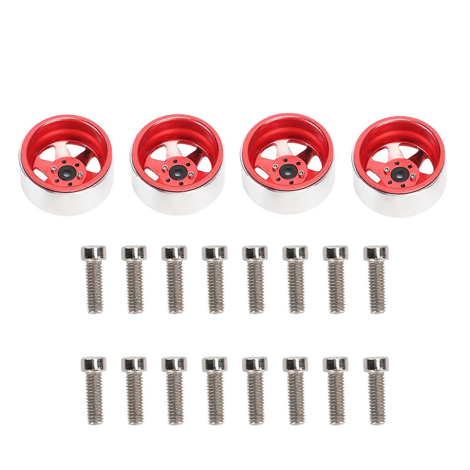 Jantes De Moyeu De Roue De Voiture Rc, Diamètre 2,2 Pouces, En Métal, Installation Facile, Compatibles Avec Axial Scx10 90046 Et Traxxas 1/10 (rouge).