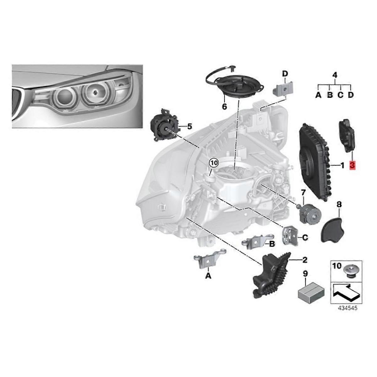 Gelbes Led-modul 63117419615 Für Silber