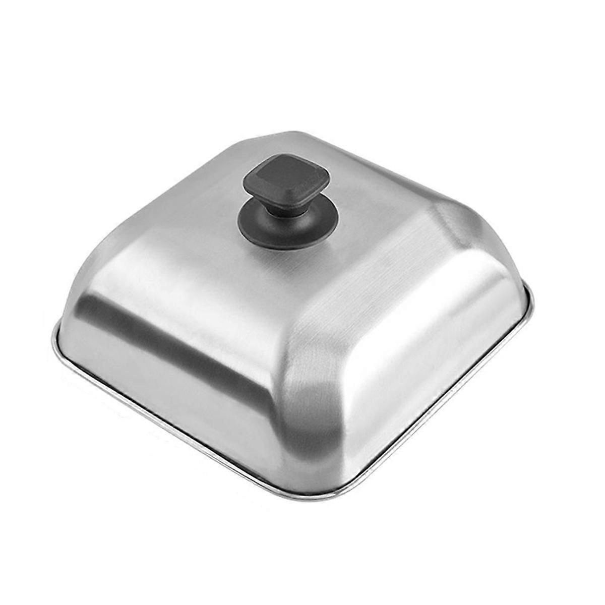 Runder Hamburgerdeckel Aus Edelstahl, Silberfarben.
