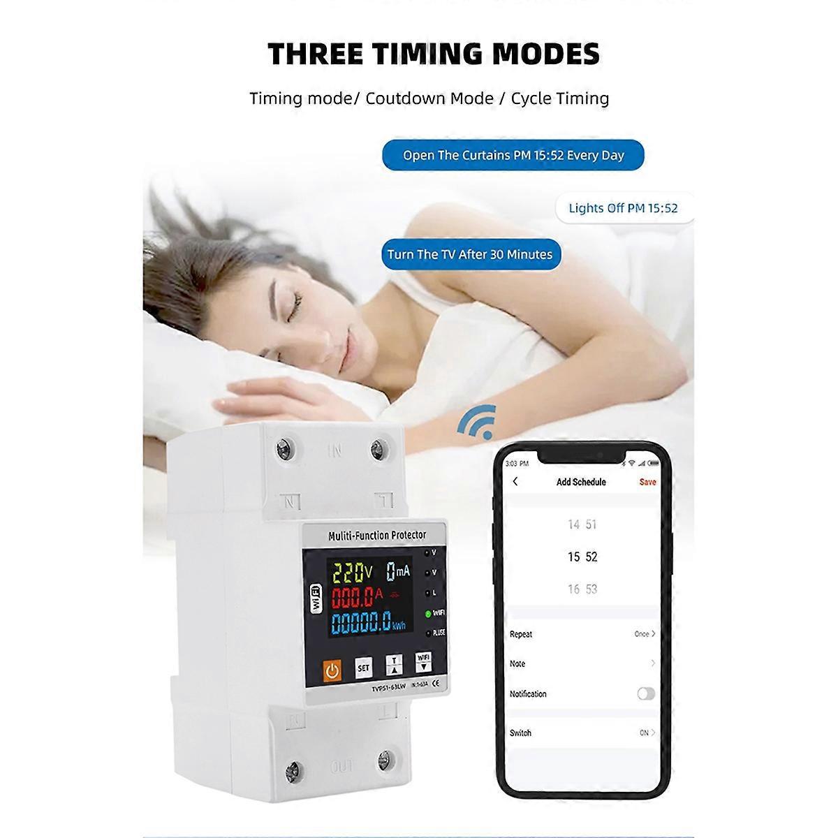 Tuya 63a Intelligentes Wlan-fehlerstromschutzrelais (siehe Abbildung)