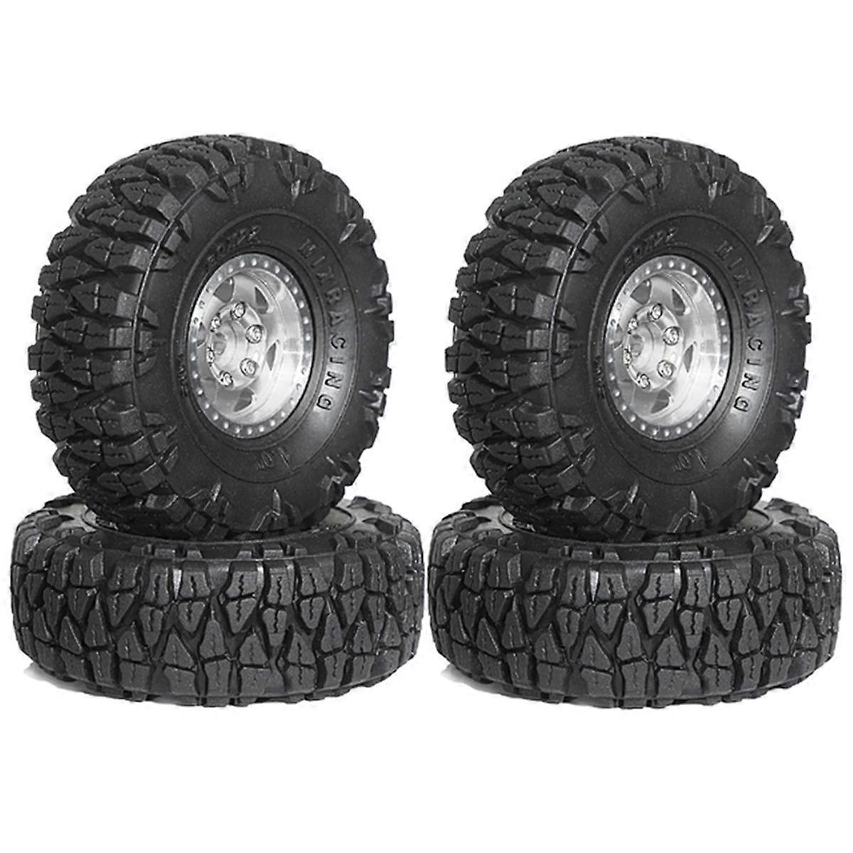 Satz Silberner Beadlock-felgen Und Reifen Für Rc-crawler-autos Im Maßstab 1:18 Und 1:24