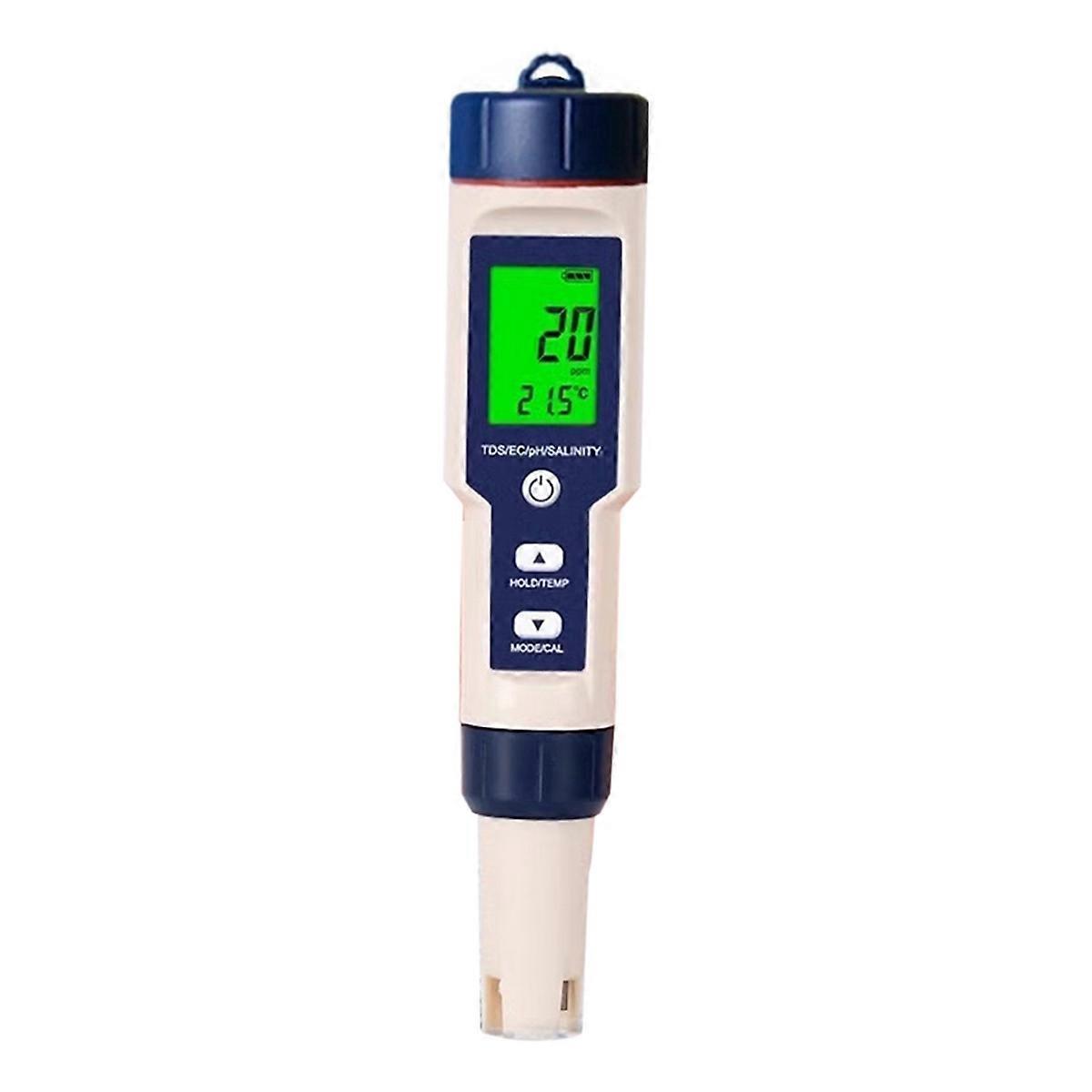 5-in-1 Wasserqualitätstester: Ec, Tds, Salzgehalt, Temperatur, Ph-wert, Blau-weiß-test