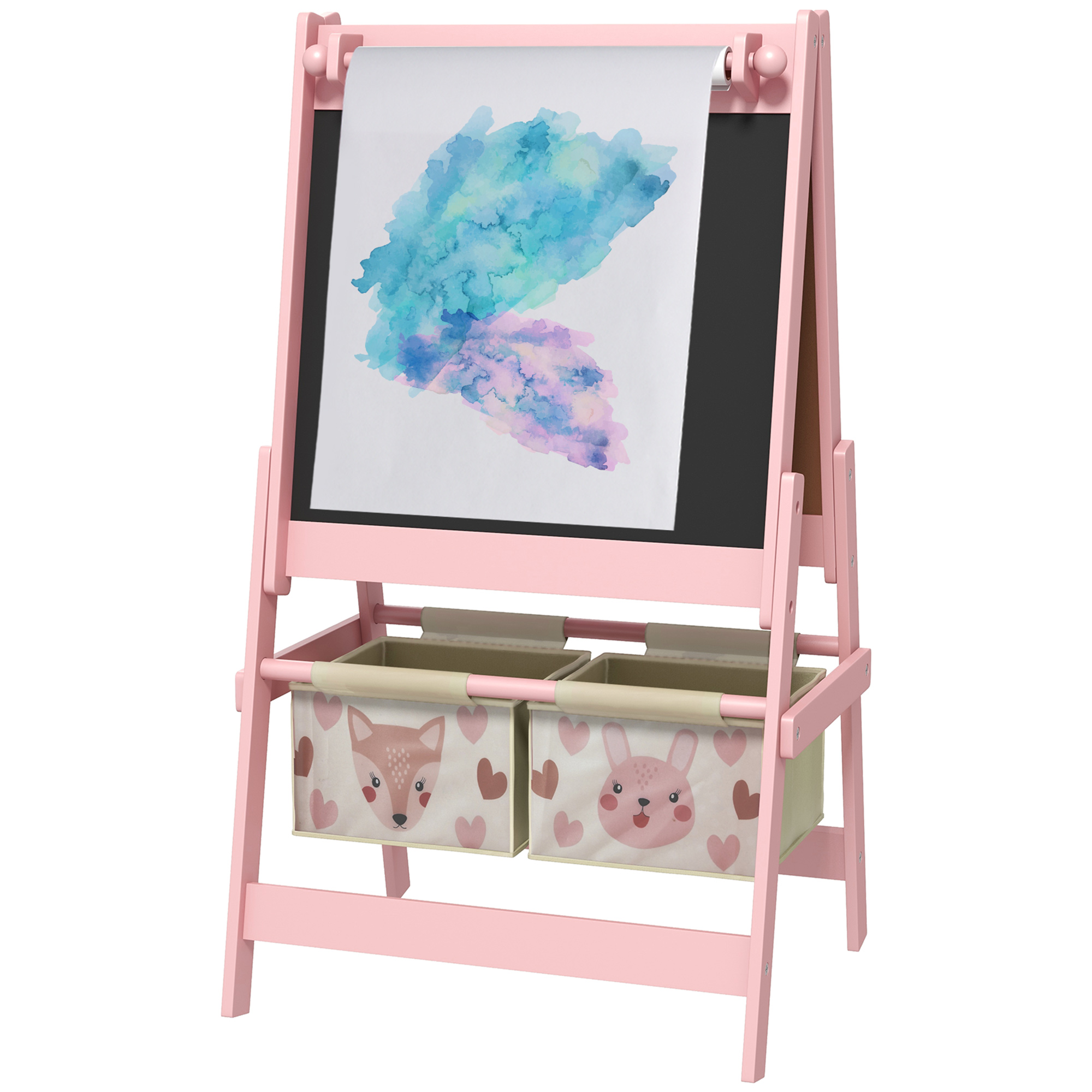 Kinderstaffelei 3-in-1 Mit 2 Tabletts, Alter 3-8 Jahre, 54 X 46,5 X 93 Cm, Rosa