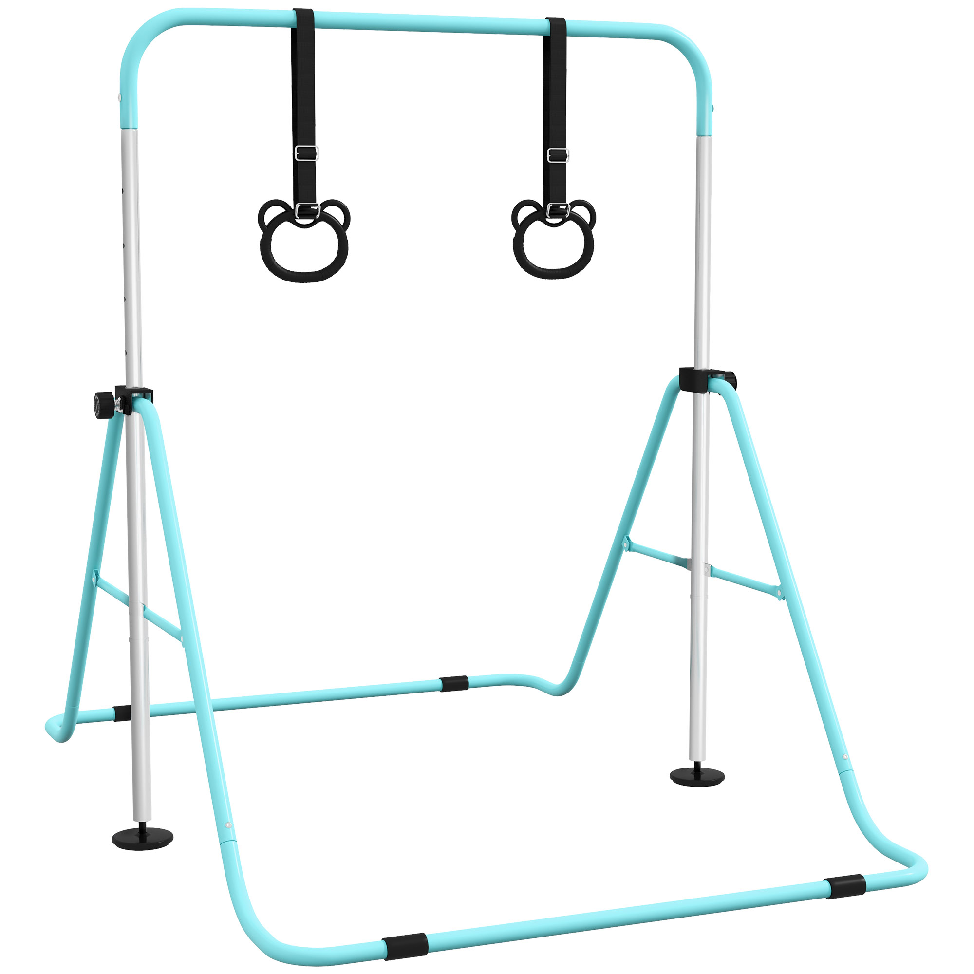 Klappbarer Kinder-turnreck, Höhenverstellbar Mit Ringen, Cyan