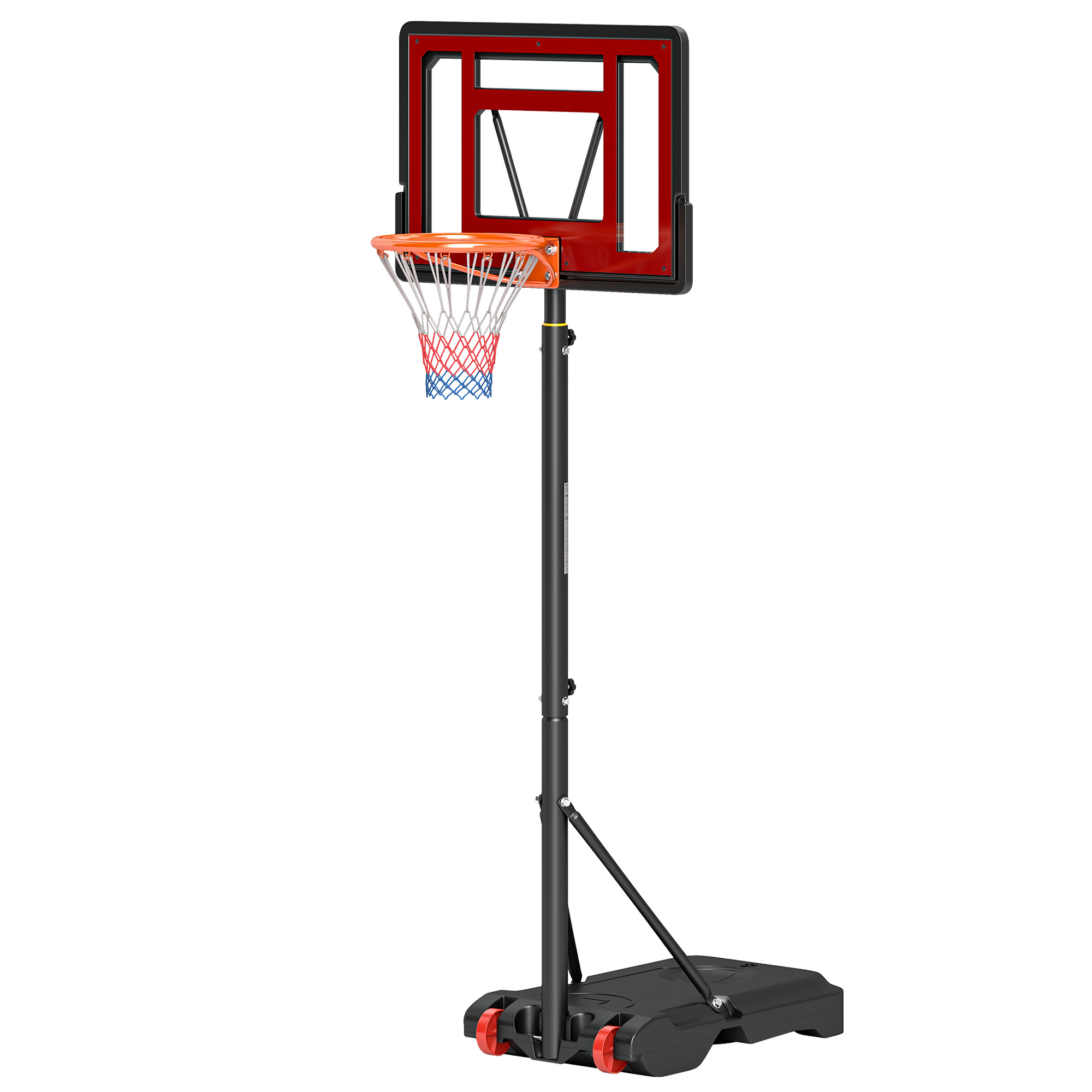 Höhenverstellbarer Outdoor-basketballkorb 160–210 Cm, Freistehend Mit Rollen, Schwarzer Beschwerter Fuß
