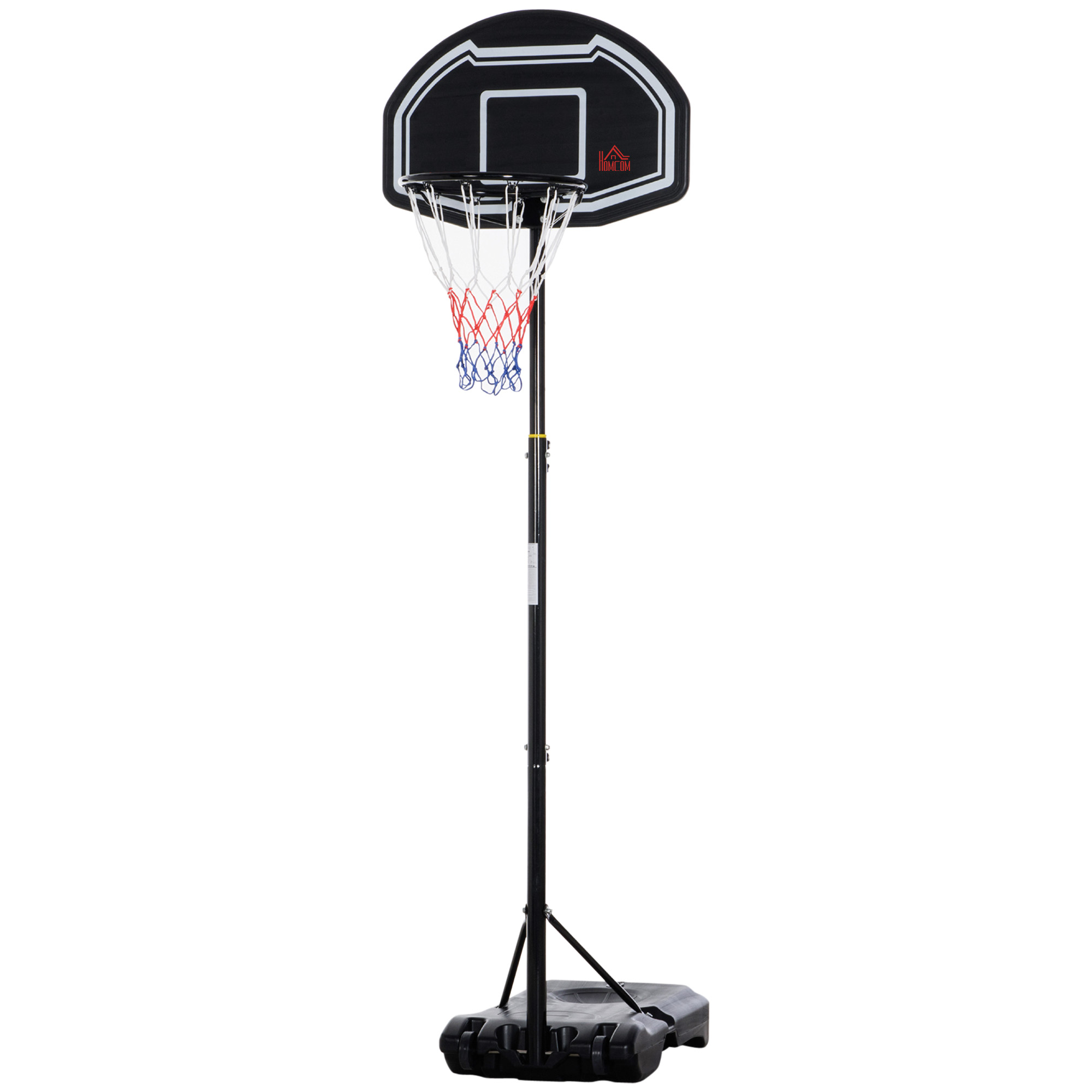 Outdoor-basketballkorb, Höhenverstellbar 197,5–254 Cm, Freistehend Mit Rollen, Nachfüllbarer Fuß, Schwarz