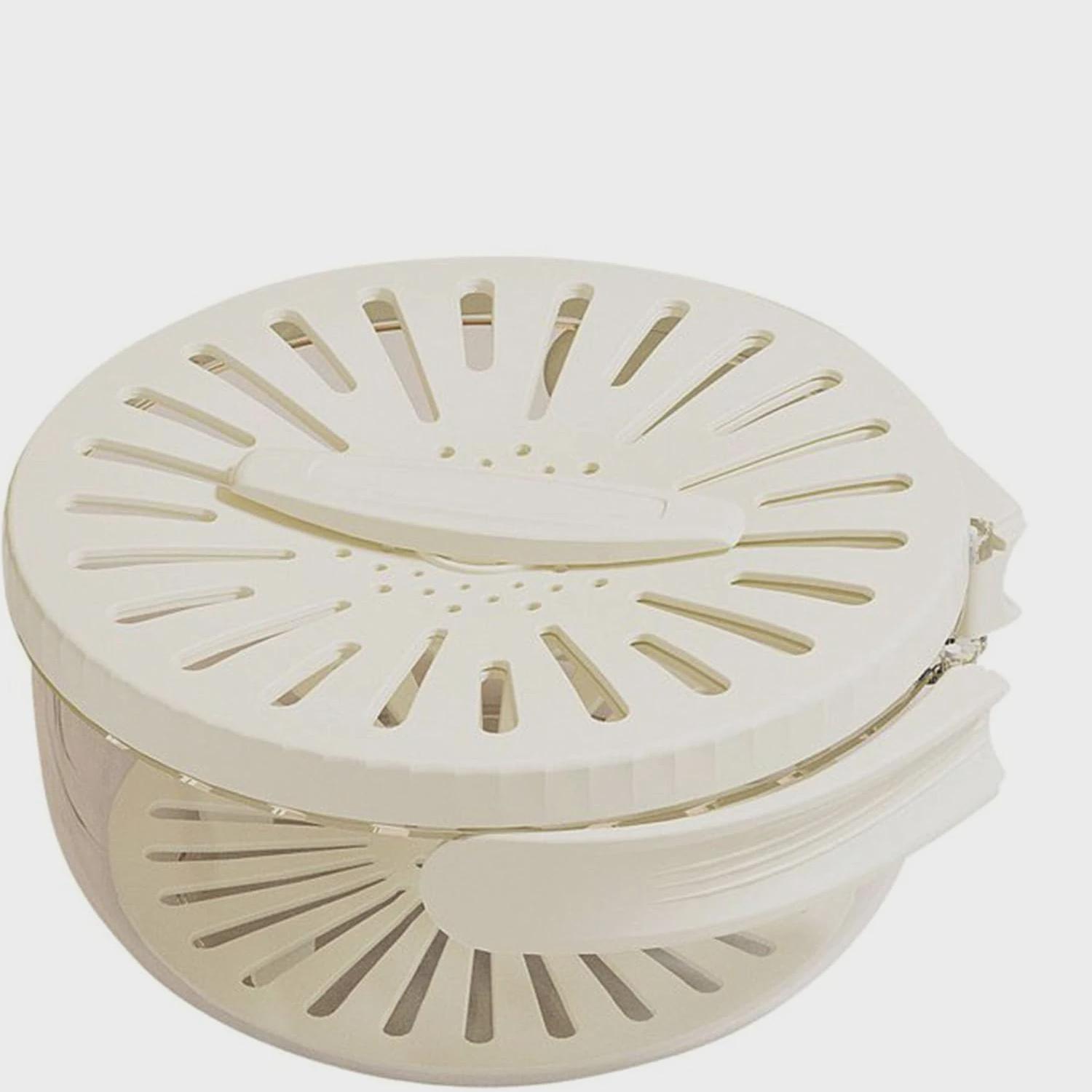 Küchen-abtropfkorb Für Obst Und Gemüse, Multifunktionale Abtropfschale Mit Deckel, Doppelwandig Mit Klappbarem Griff – 15,5 Cm, Weiß