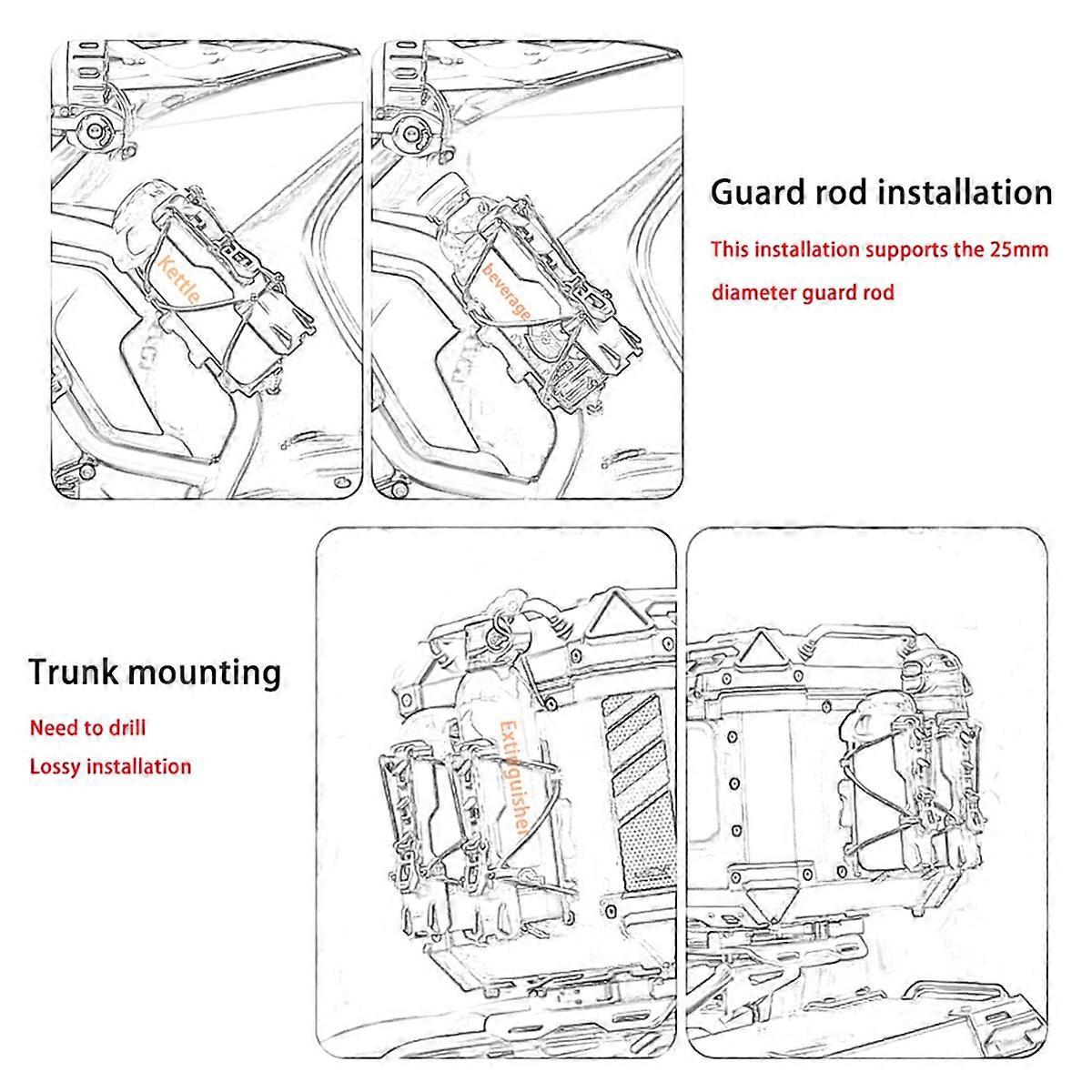 Motorrad-getränkehalter, Flaschenhalter Für Stoßstangenschutz (22–25 Mm Stoßstangen), Schwarz