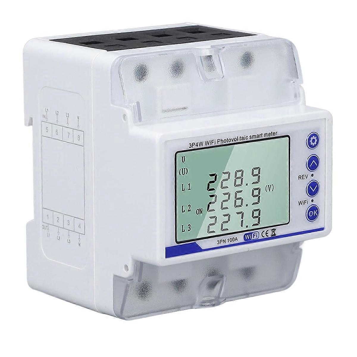 Dreiphasen-energiezähler Mit Wlan-leistungsschalter Und Lcd-display – 60–300 V