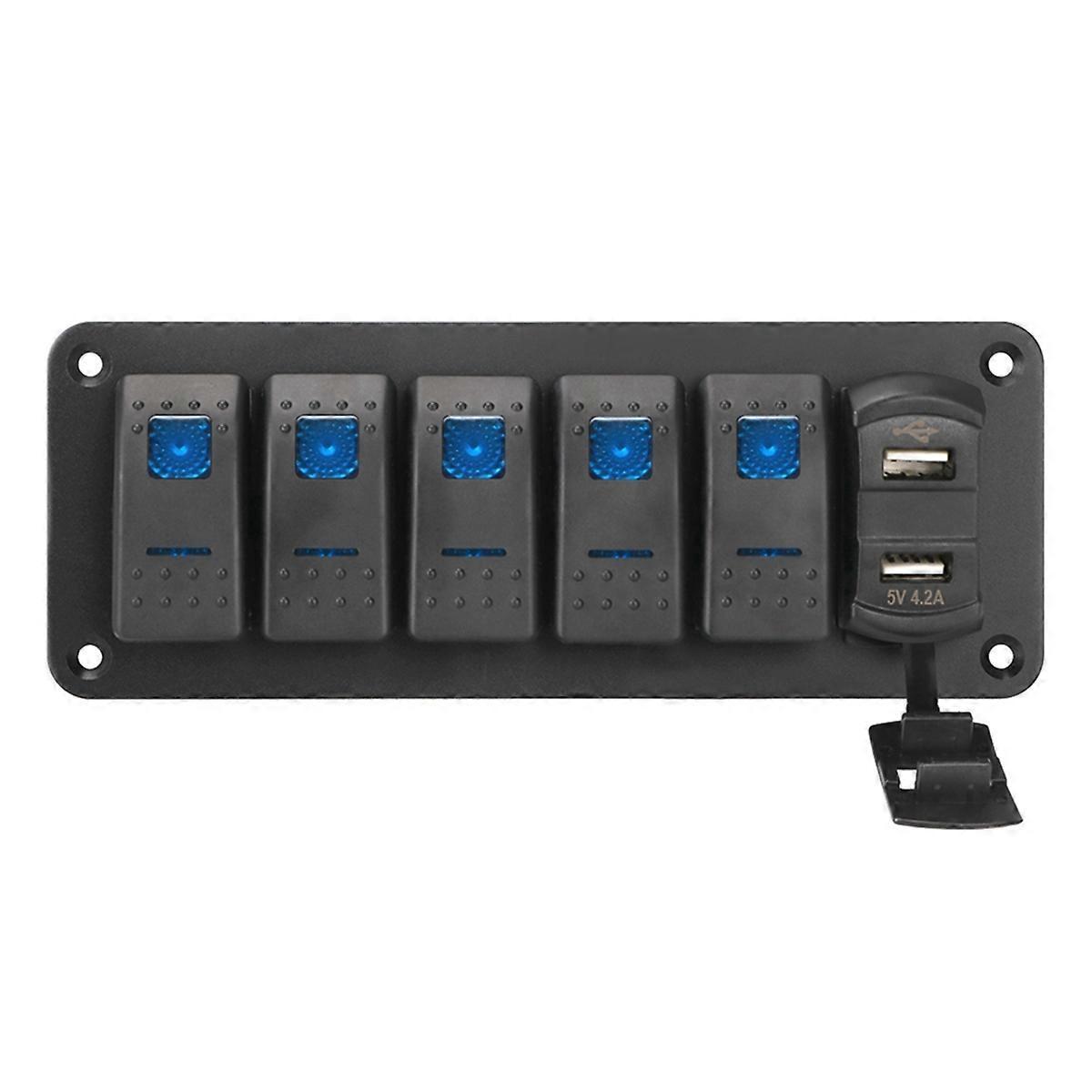 Wippschalterfeld Mit 4,2-a-usb-ladeanschlüssen Für Auto, Boot, Wohnmobil Und Lkw (siehe Abbildung).