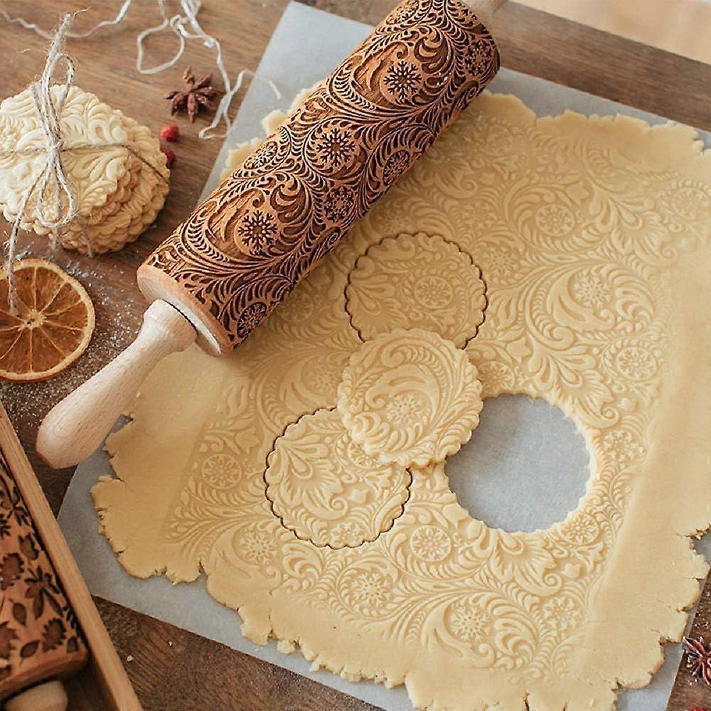 Nudelholz Aus Strukturiertem Holz Mit Geprägten Mustern Zum Backen, Gravierte Ausstechformen, Quadratische Ausstechform, Küchendekorationswerkzeuge