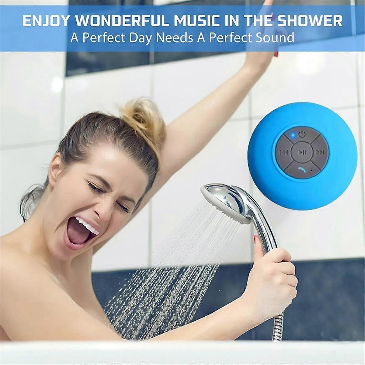 Kabelloser Bluetooth-lautsprecher Fürs Badezimmer Mit Blauem Saugnapf