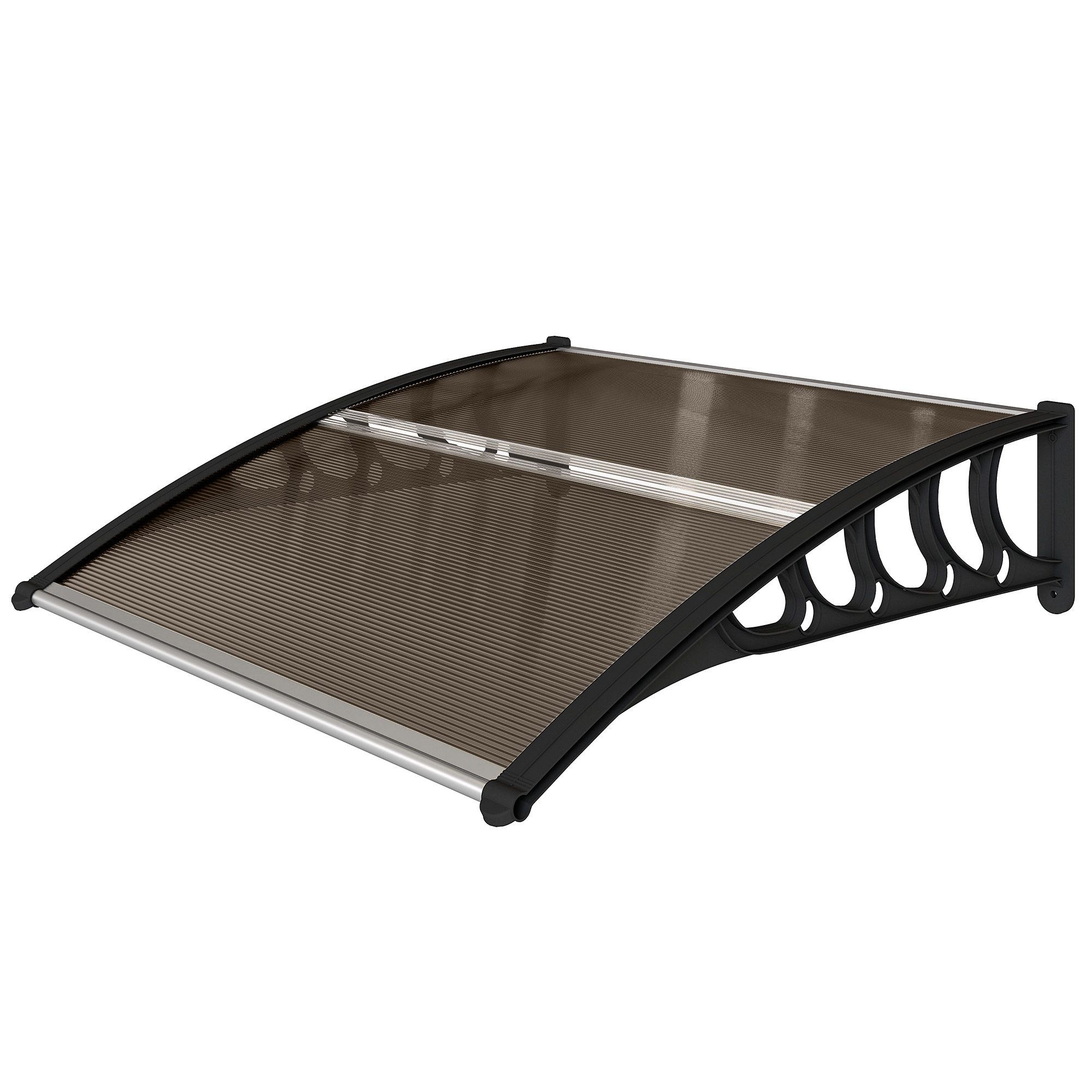 Polycarbonat-schutzdach Für Türen Und Fenster Im Außenbereich Mit Montagesatz, 103 X 96,5 X 27 Cm – Braun