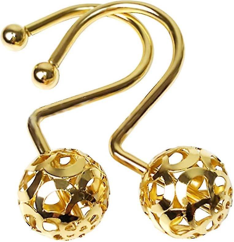 Goldene Duschvorhangringe, 4er-set Dekorative Duschvorhanghaken Aus Messing