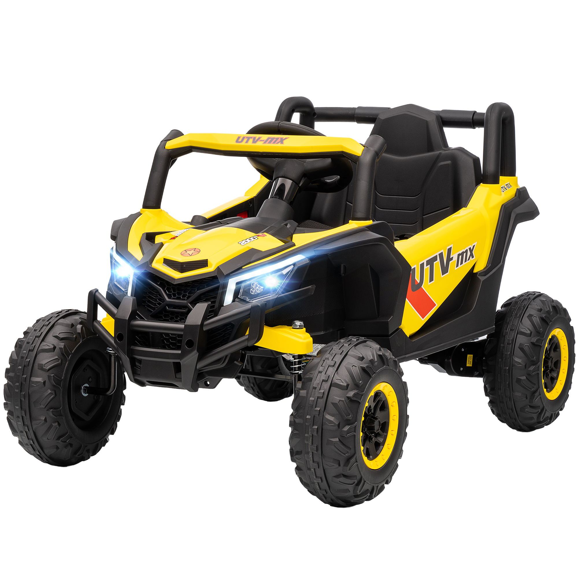 12-v-elektroauto Für Kinder, Kinderbuggy Mit Fernbedienung, 96 X 61 X 56 Cm, Gelb