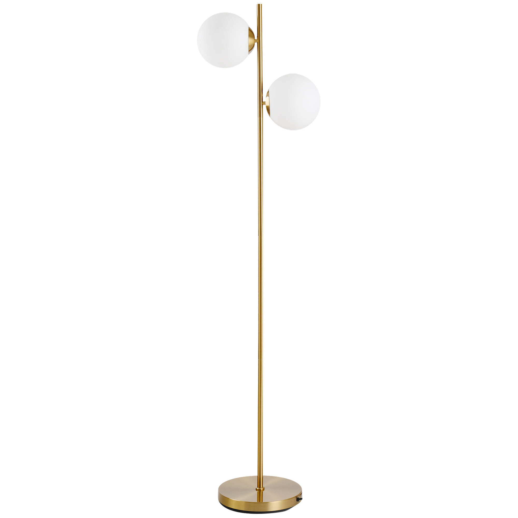 Neo-retro-design-stehleuchte Fürs Wohnzimmer, 2 Kugelköpfe, Max. 40 W, Goldfarbenes Metall