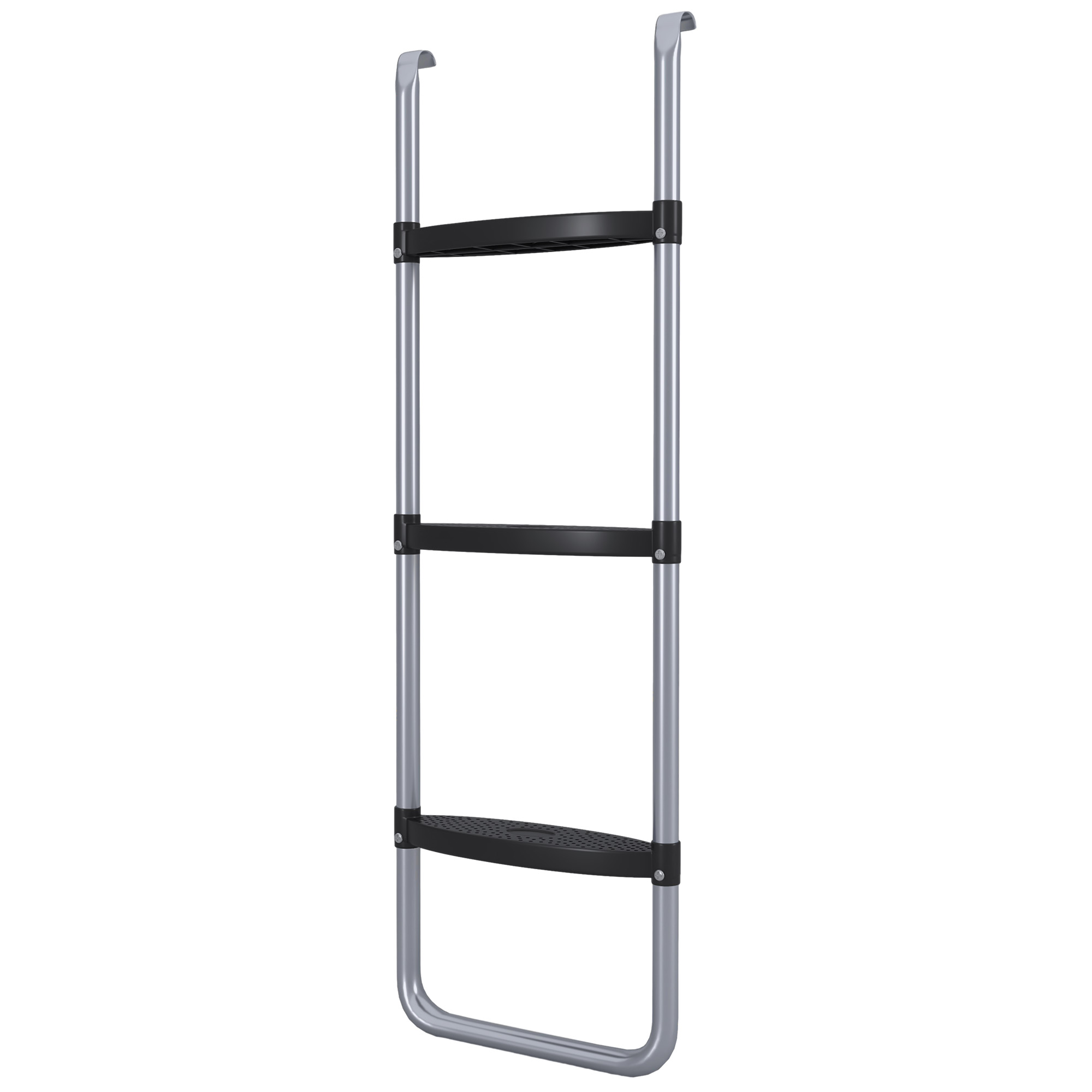 Verstellbare 2- Oder 3-stufige Leiter Für Trampolin, Silberfarbener Stahl, 97 X 32 Cm