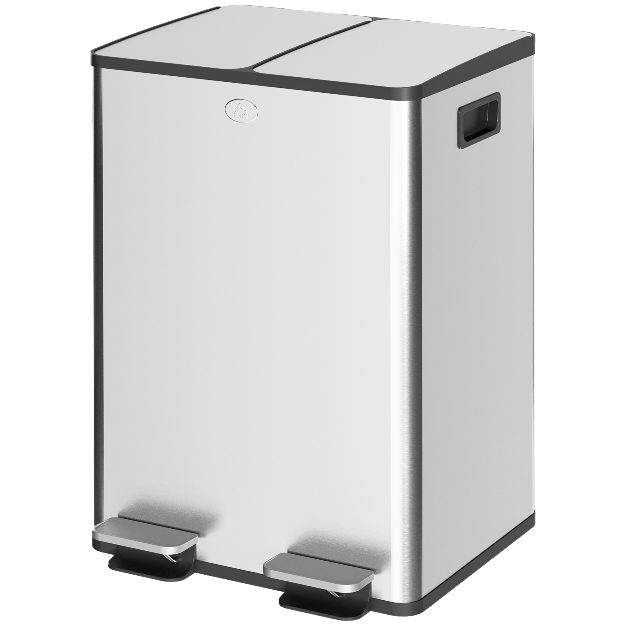 28-liter-recyclingbehälter Mit 2 Fächern Und Soft-close-mechanismus, Edelstahl Und Pp, 45,8 X 36 X 67,6 Cm, Silber