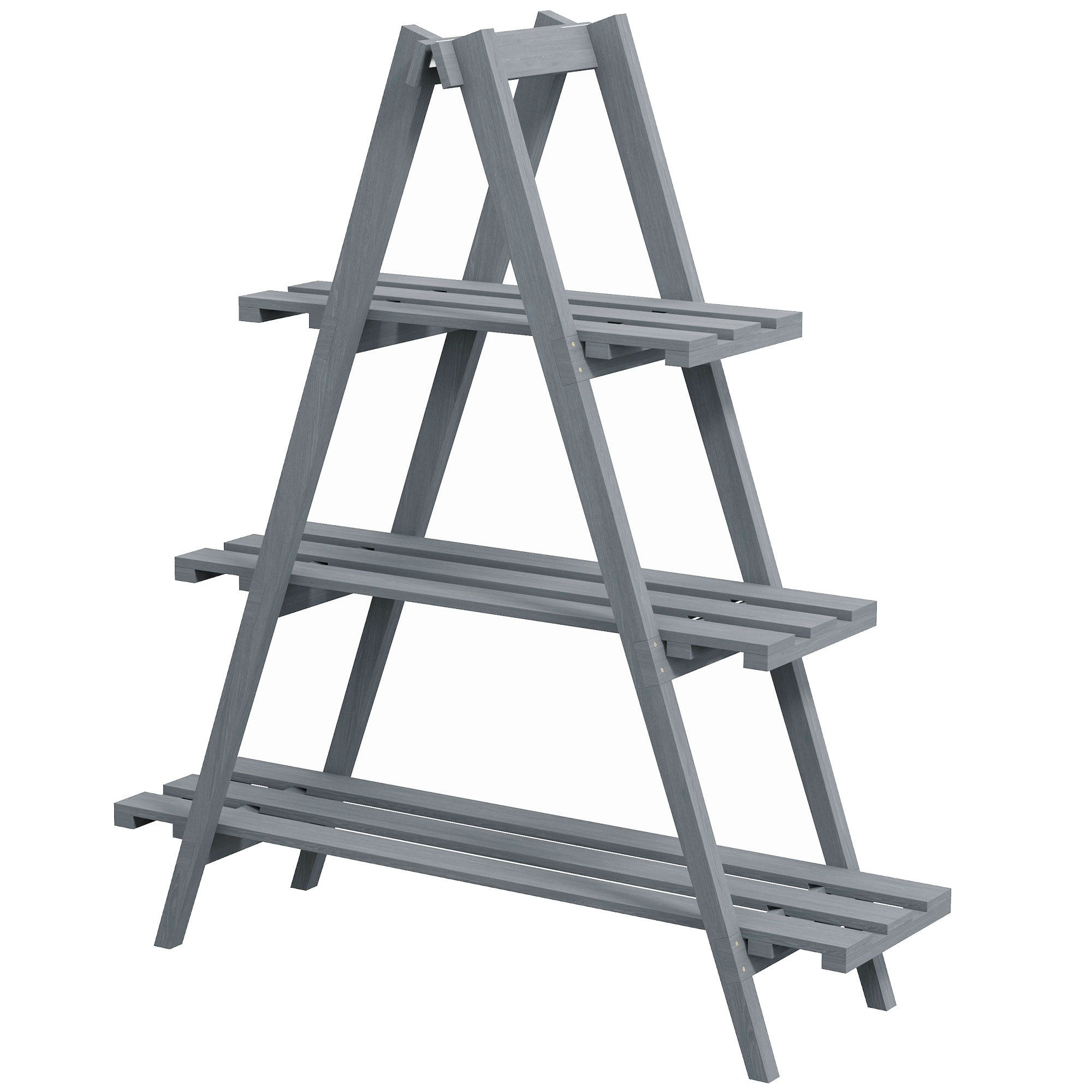 Vertikale 3-stöckige Garderobe Mit Lattenrost, Tannenholz, 100 X 36 X 112 Cm, Grau
