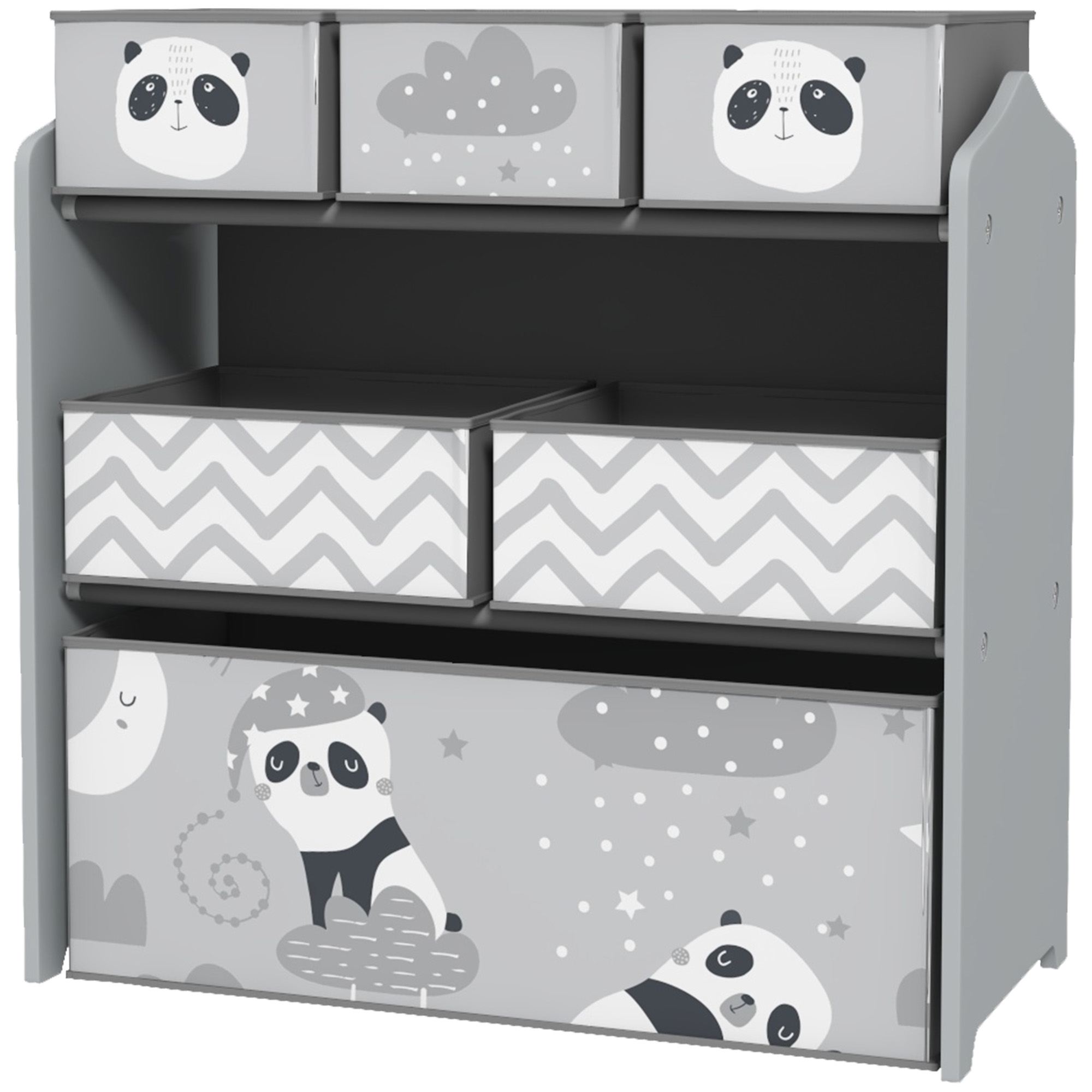 Kinderspielzeugregal Mit 6 Herausnehmbaren Stoffboxen, 63 X 30 X 66 Cm, Grau