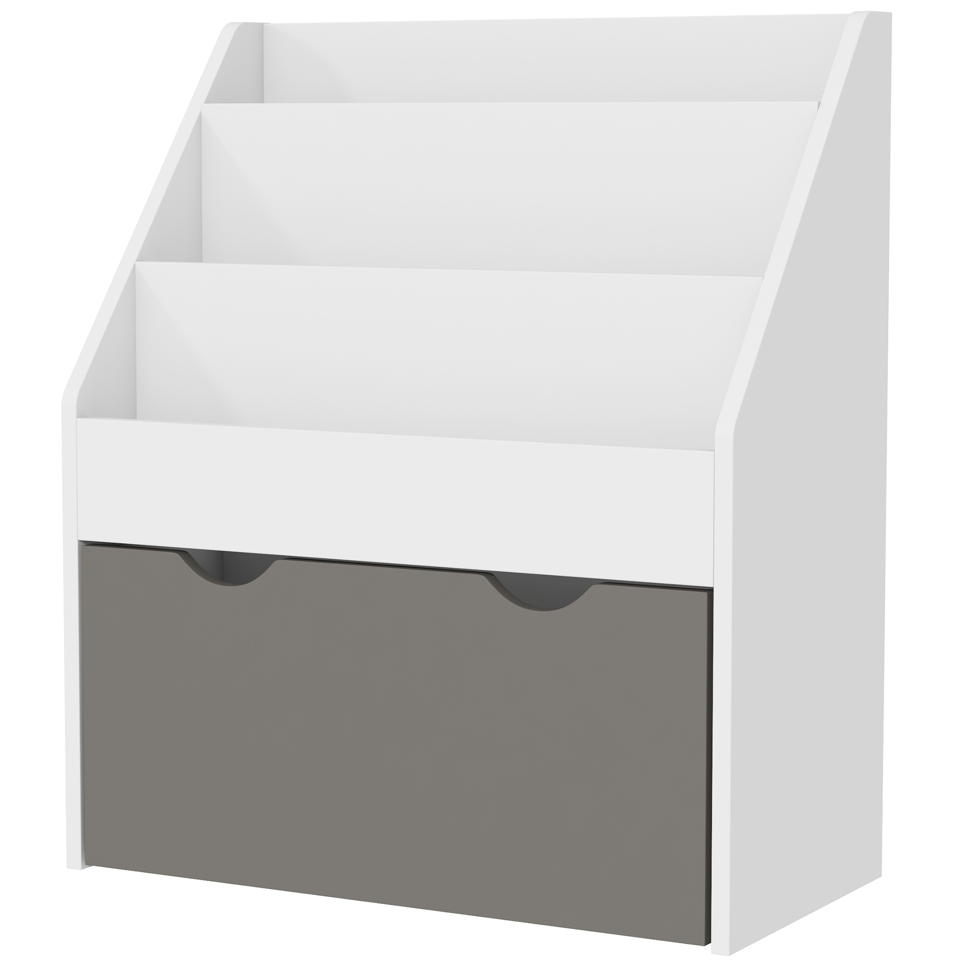 Kinderbücherregal Für Kinder Von 3 Bis 8 Jahren, 3 Ebenen Mit Schublade Unten, Mdf, 62,5 X 30 X 70 Cm, Grau