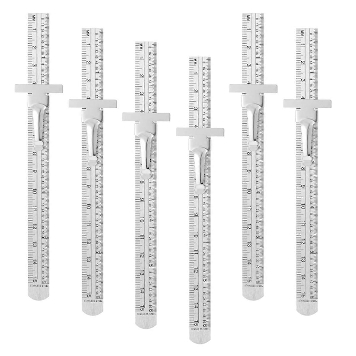 6-teiliges Präzisions-taschenlineal Mit Abnehmbaren Clips, Silberfarben.