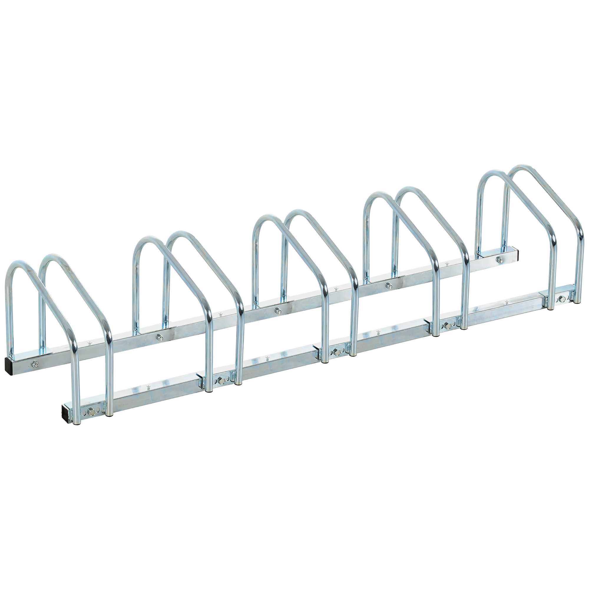 Fahrradständer Für 5 Fahrräder, Aus Stahl, 145 × 33 × 27 Cm, Silber