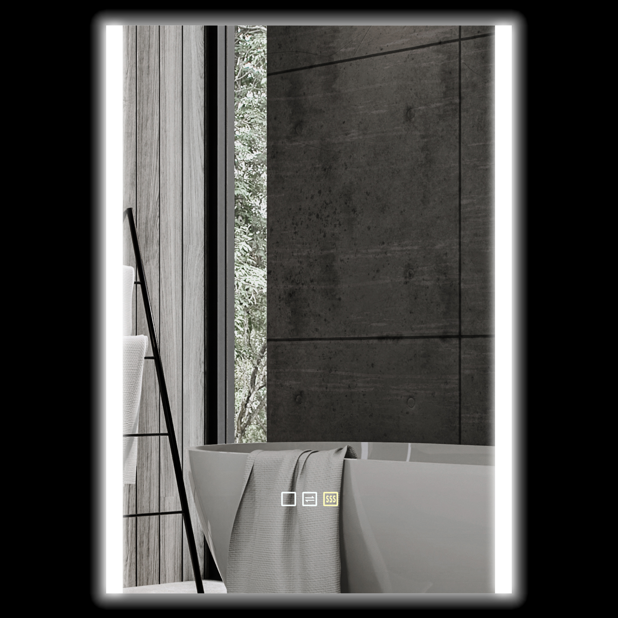 3-farbiger Led-badezimmerspiegel Mit Memory-funktion, Gehärtetes Glas, 70 X 50 X 3 Cm, Silber