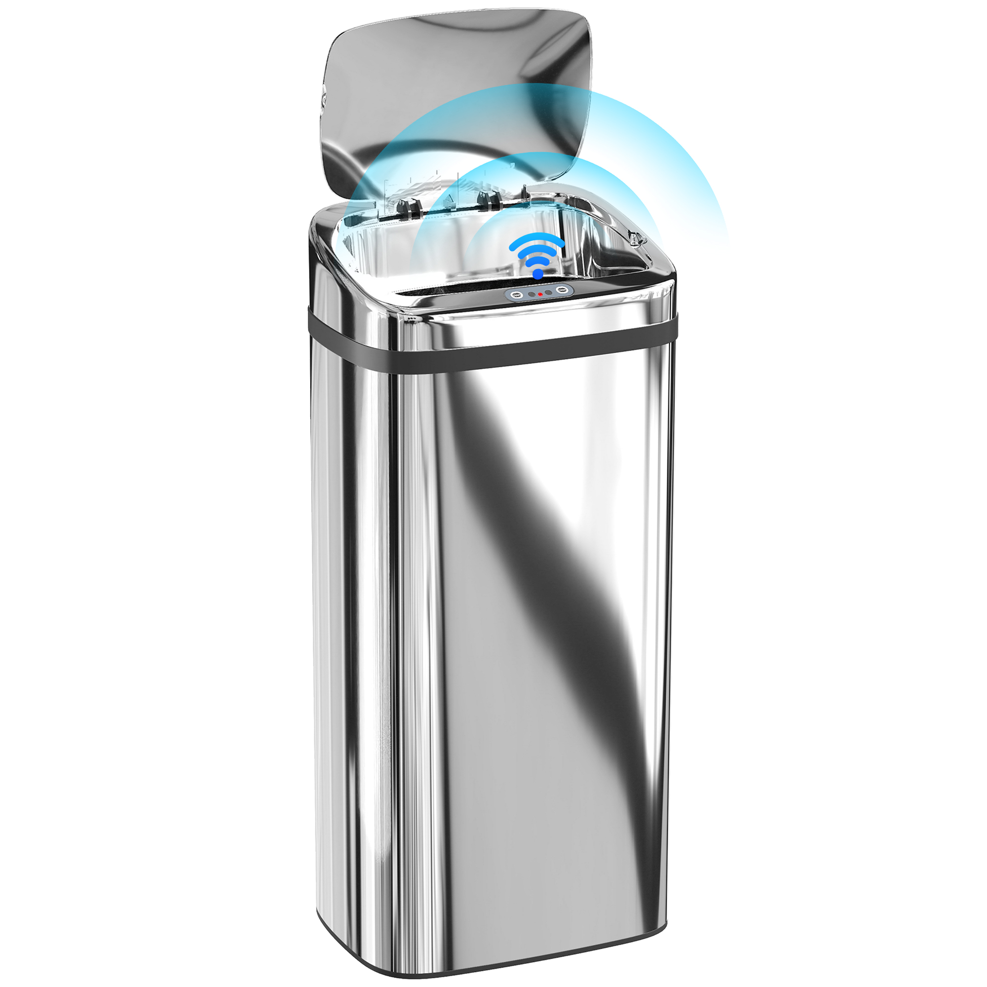 40-liter-abfallbehälter Mit Automatischem Öffnungs- Und Schließsensor, 33 X 25 X 70 Cm, Silber