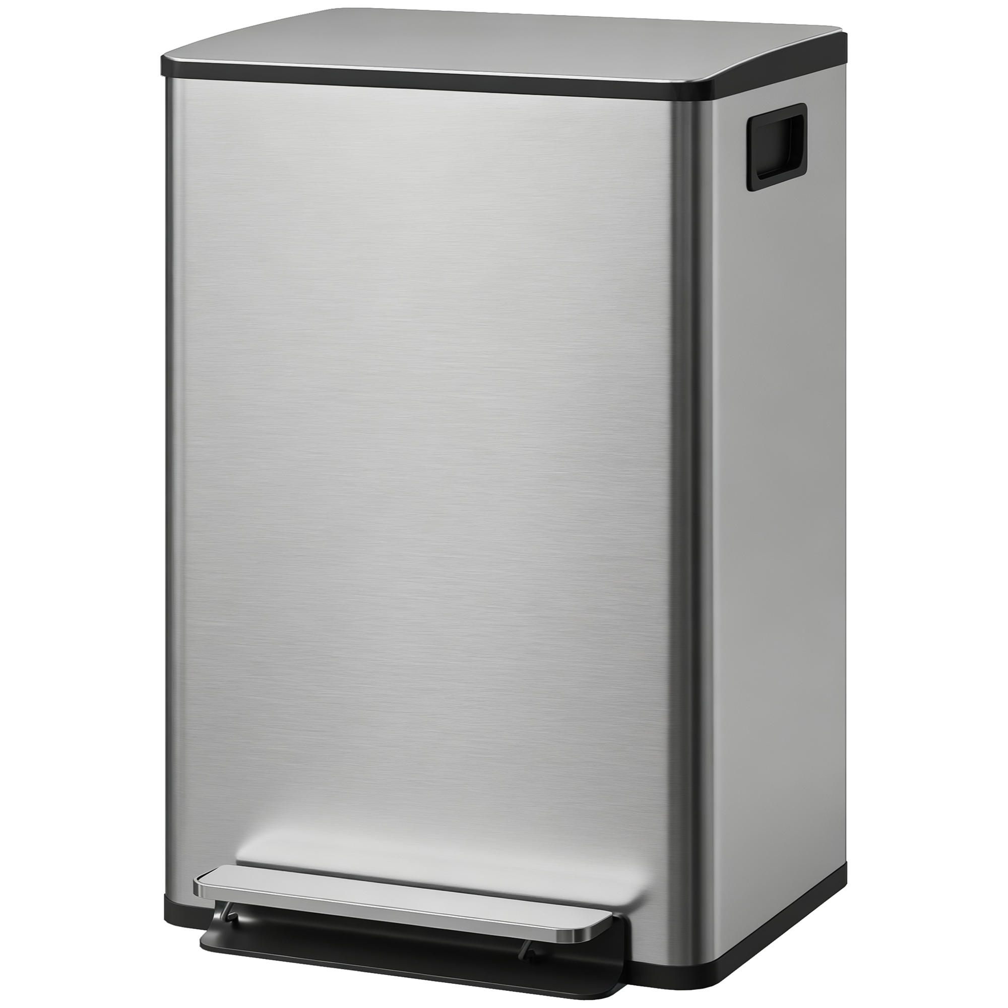 50-liter-küchenabfalleimer Mit Tretmechanismus, Herausnehmbarem Inneneimer, Geräuscharmem Deckel, 41,7 X 36,6 X 62 Cm, Silber