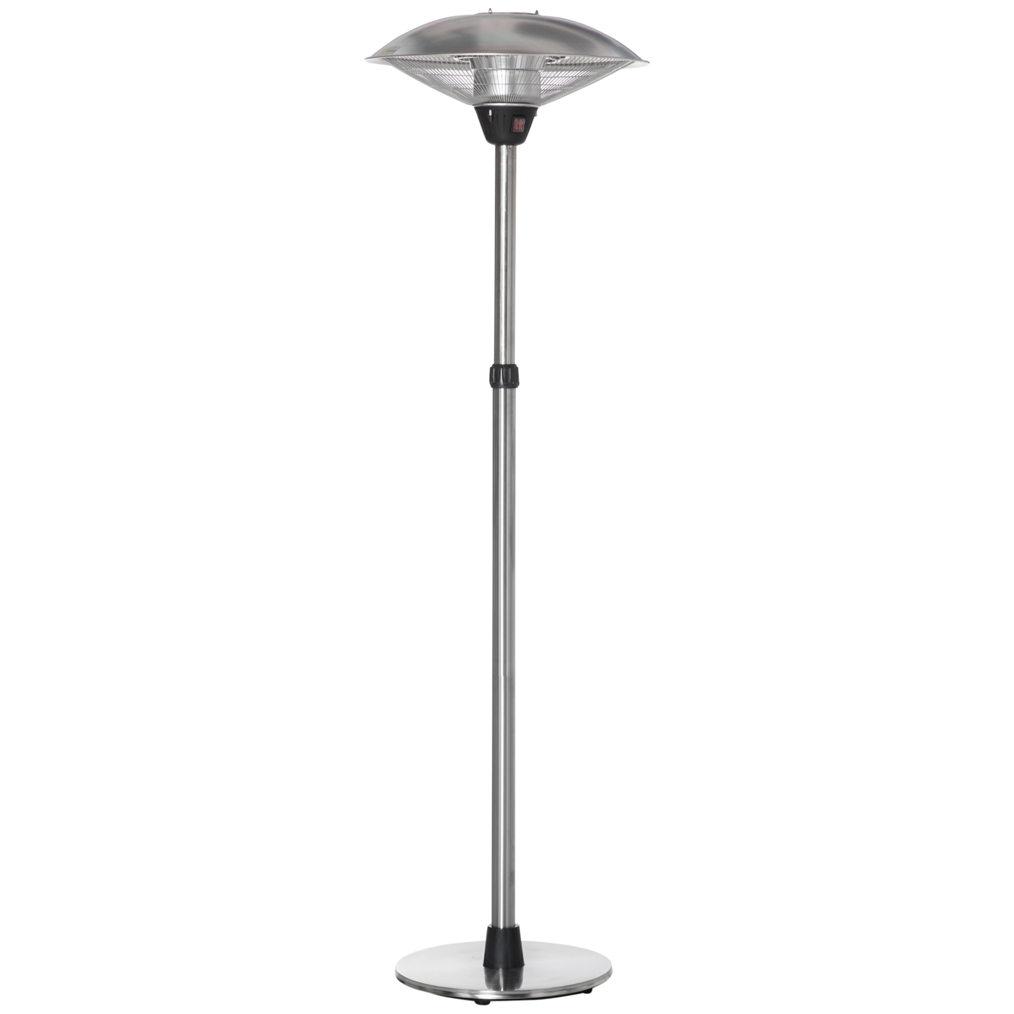 Fungo Außenheizstrahler Mit 3 Temperaturstufen, Höhenverstellbar, Stahl Und Aluminium, Silber