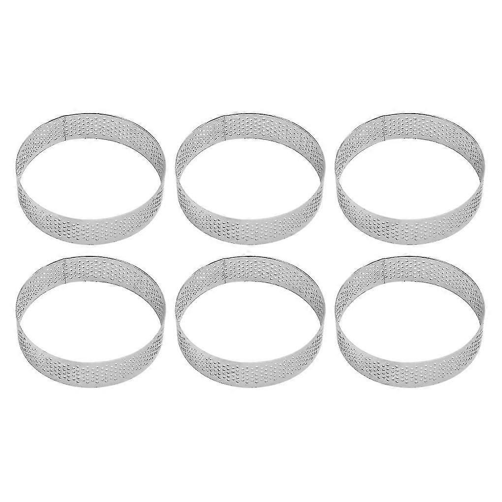 Set Mit 6 Perforierten, Hitzebeständigen Tortenringen Aus Edelstahl Für Kuchen Und Mousses. Runde Kuchenform.