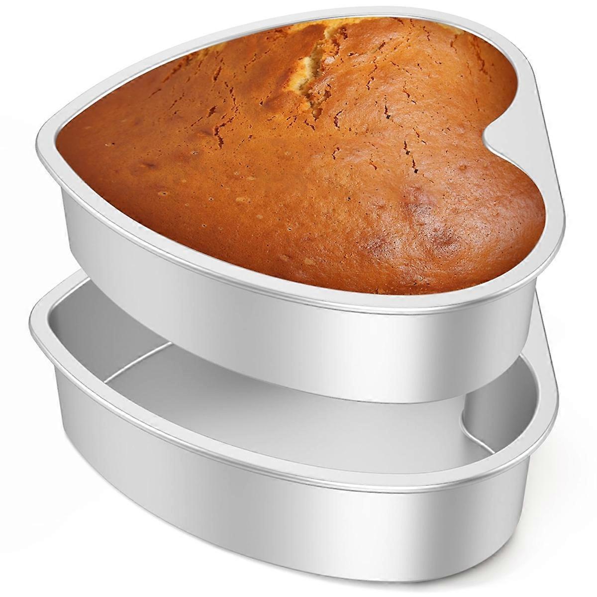 Set Aus 2 Herzförmigen Kuchenformen, 25 Cm, Aus Silberfarbener Aluminiumlegierung.