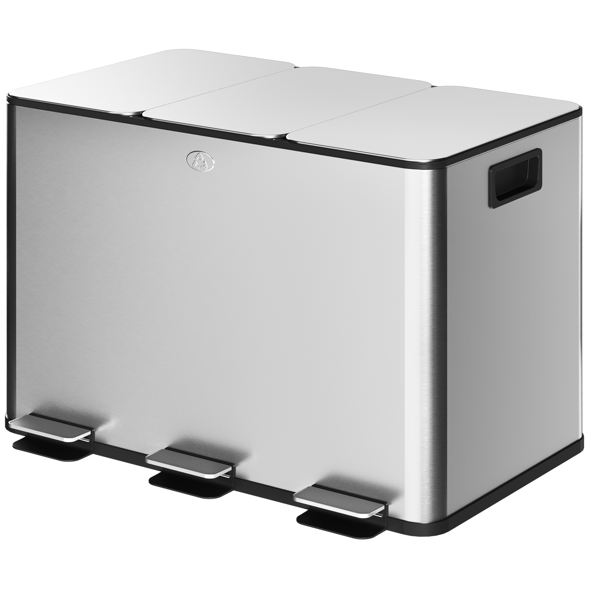 Silberner Küchenabfalleimer Mit 3 Fächern, 30 L (3 X 10 L) Mit Herausnehmbaren Eimern, Recyclingbehälter, 49,6 X 34,5 X 38,6 Cm