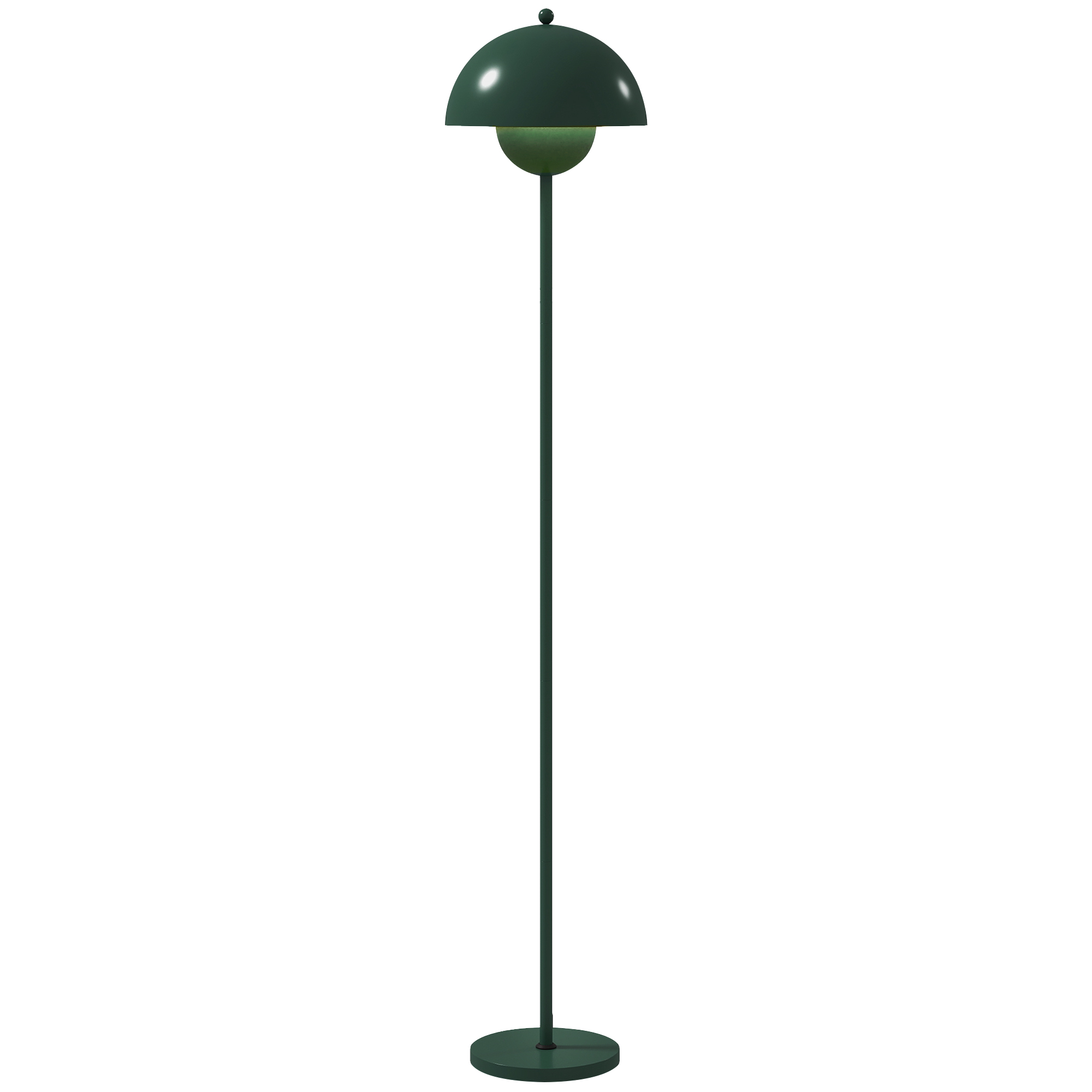 Stehlampe Mit Halbrundem Schirm Und Fußschalter, Aus Stahl, Ø 30 X 155 Cm, Grün
