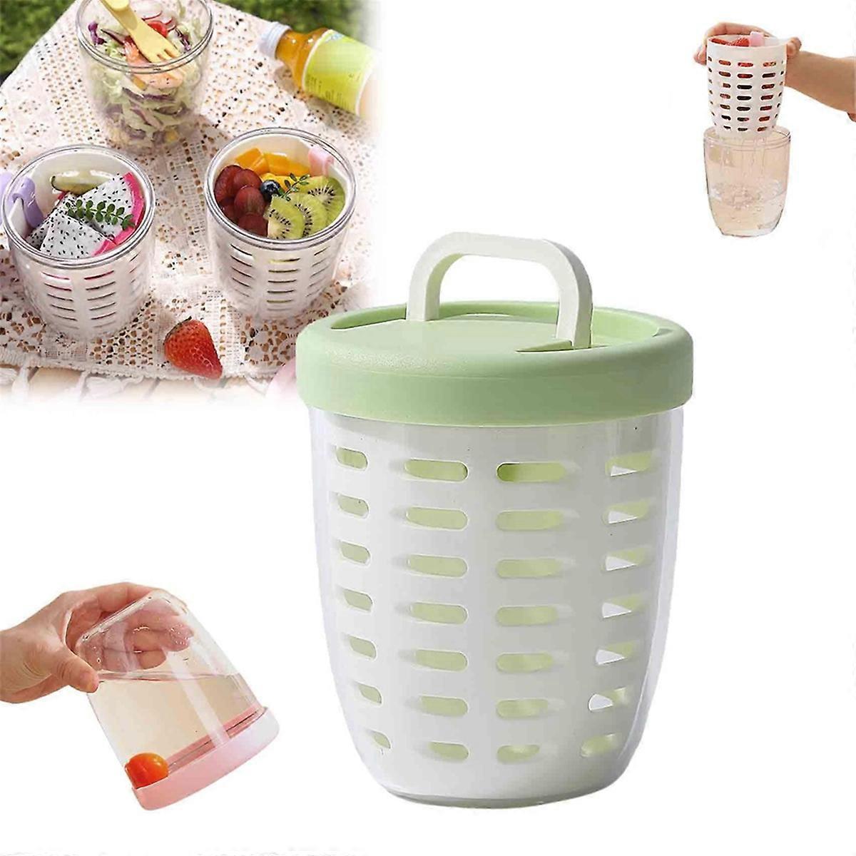 650-ml-obstschale Mit Sieb, Grüner Tragbarer Salatbehälter
