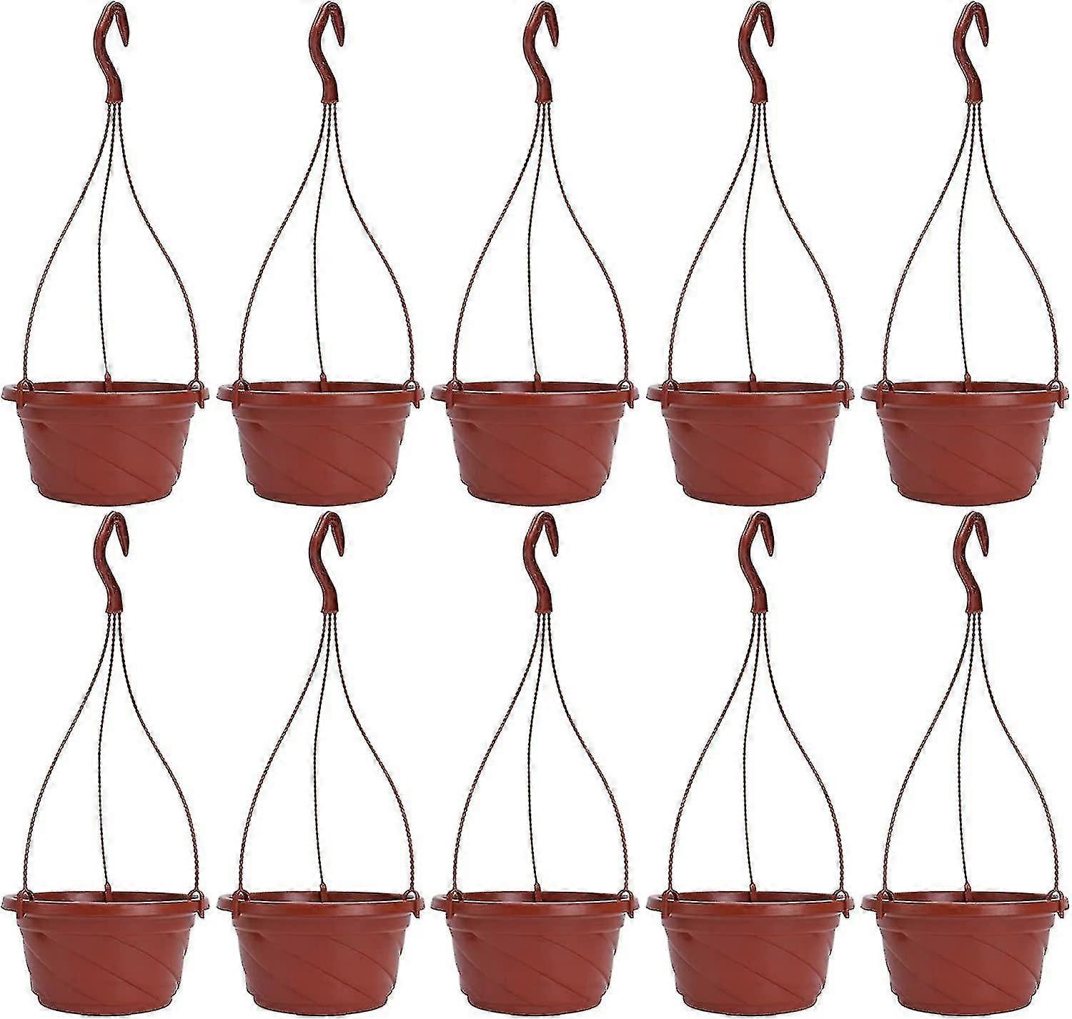 Lot De 10 Pots De Fleurs Suspendus En Plastique À Arrosage Automatique Pour Plantes D'Intérieur Et D'Extérieur (rouge)