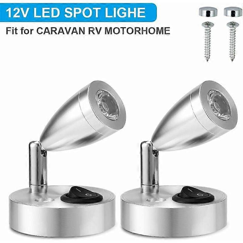 12v Led-scheinwerfer Mit Einstellbarem Schalter Und Warmem Licht Für Leselampen, Wohnmobile, Lieferwagen Oder Boote (2 Stück)