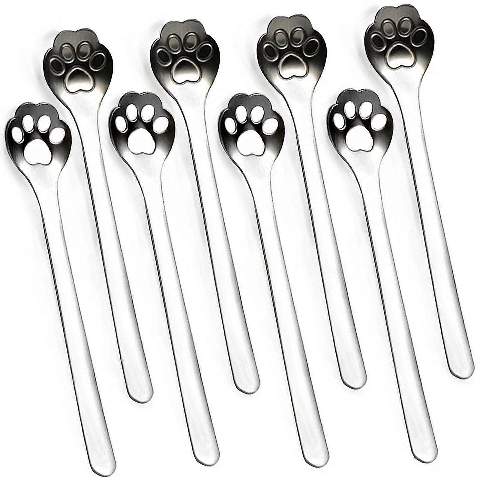 Set Aus 8 Teelöffeln In Katzenkrallenform Aus Edelstahl 18/10, Für Zucker, Kaffee, Kuchen, Desserts, Eiscreme, 5,9 Cm.