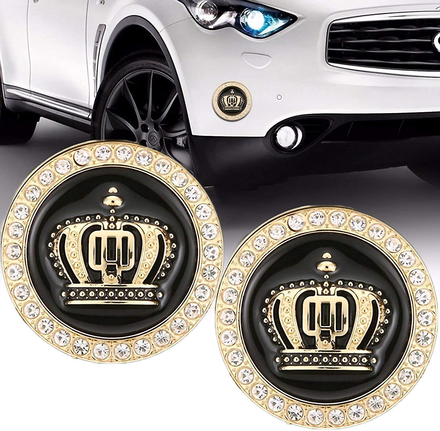 Set Mit 2 Verchromten Metallaufklebern, 3d-diamantkronen-autoemblem, Für Stoßstangen.