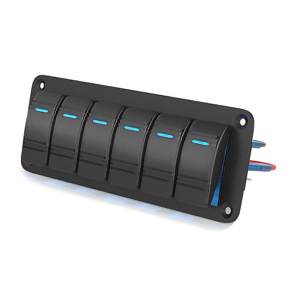 12v/24v 6-tasten-led-wippschalterpanel Für Autos (ein/aus). Farbfoto.