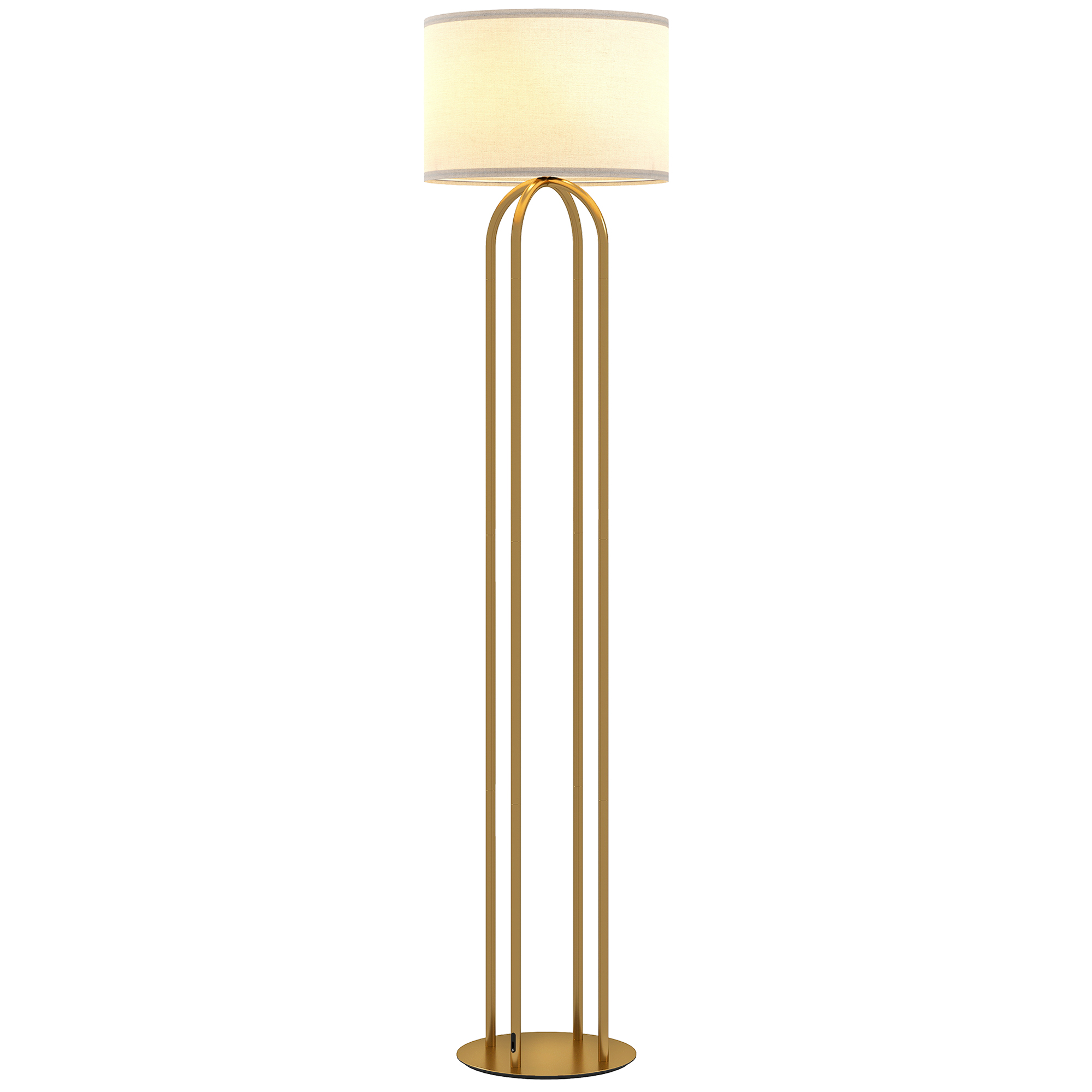 Stehlampe Fürs Wohnzimmer, Lampenschirm Aus Leinen, Fußschalter, Ø 38 X 161 Cm, Goldbeige