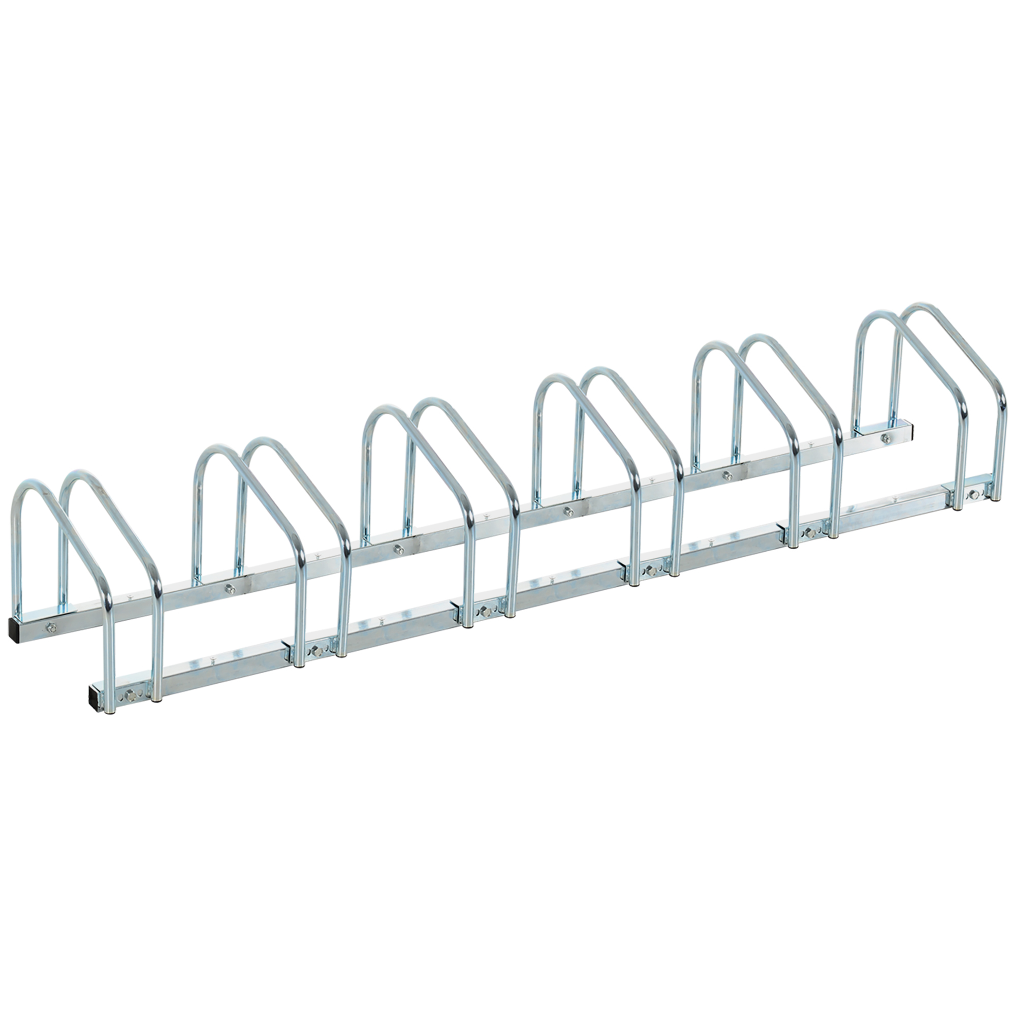 Homcom Fahrradständer Für 6 Fahrräder Zur Wand-/bodenmontage Für 65-mm-reifen, Geeignet Für Kinder-mountainbikes Und Bmx-räder, 179 X 33 X 27 Cm, Silberfarbener Stahl