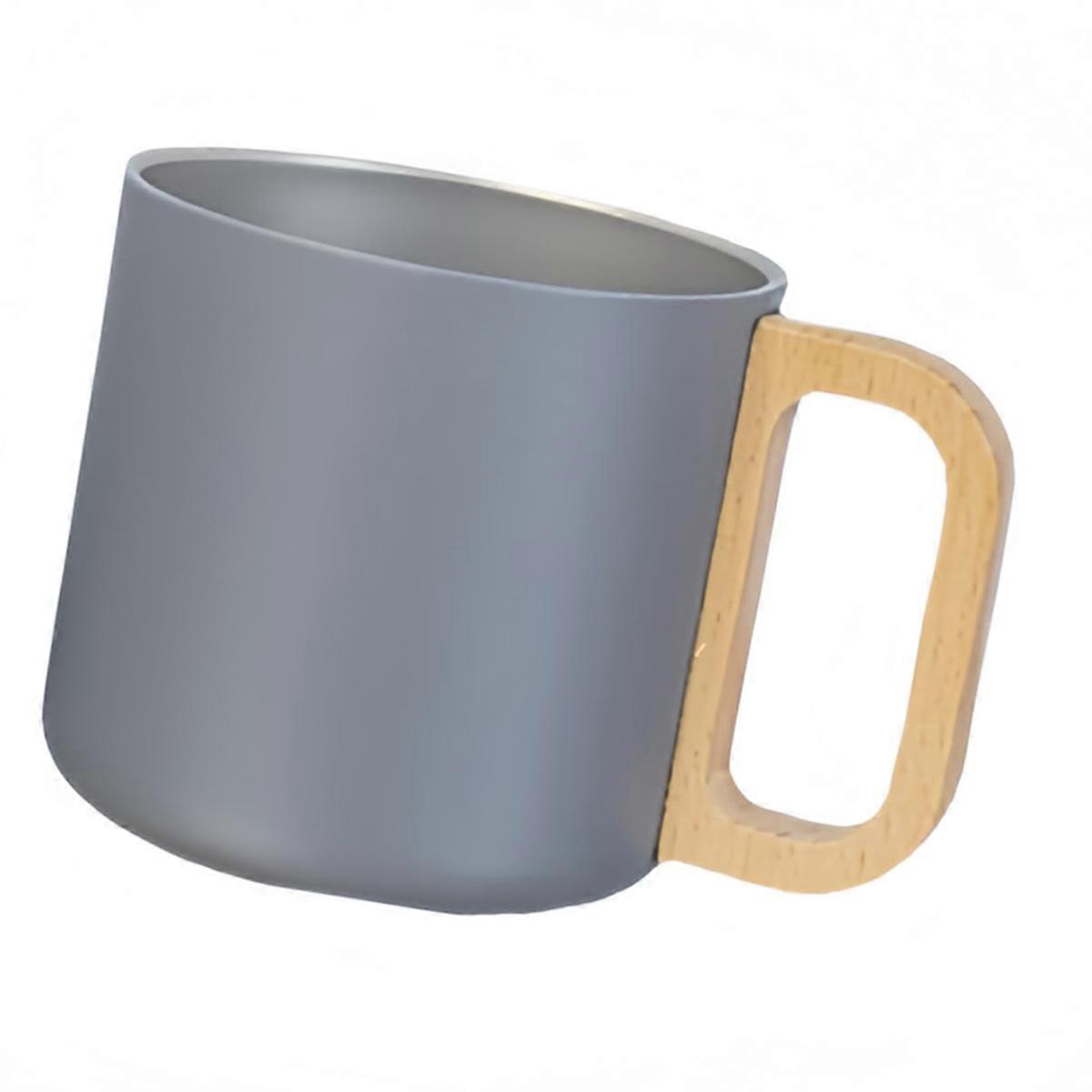 Kaffeebecher Aus Edelstahl Mit Holzgriff, Doppelwandig Isoliert