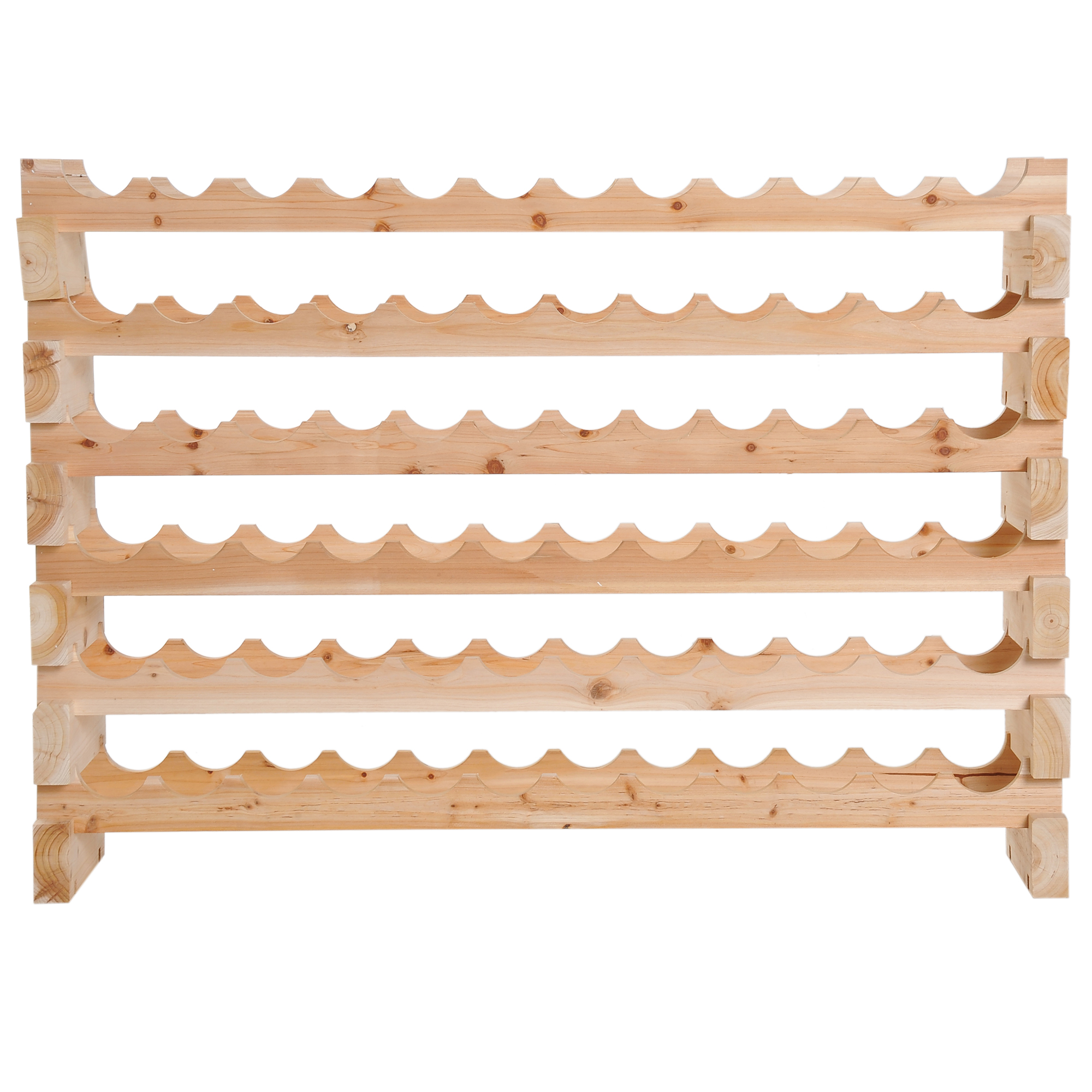 Homcom Weinregal Für 72 Flaschen, 6-stöckiges Modulares, Stapelbares Weinregal Aus Massivem Tannenholz, Für Keller, Bar, Untergeschoss, 114 X 28 X 85 Cm, Naturholz