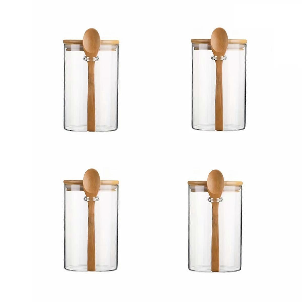Bonboniere Aus Durchsichtigem Glas Mit Luftdichtem Bambusdeckel Und Löffel