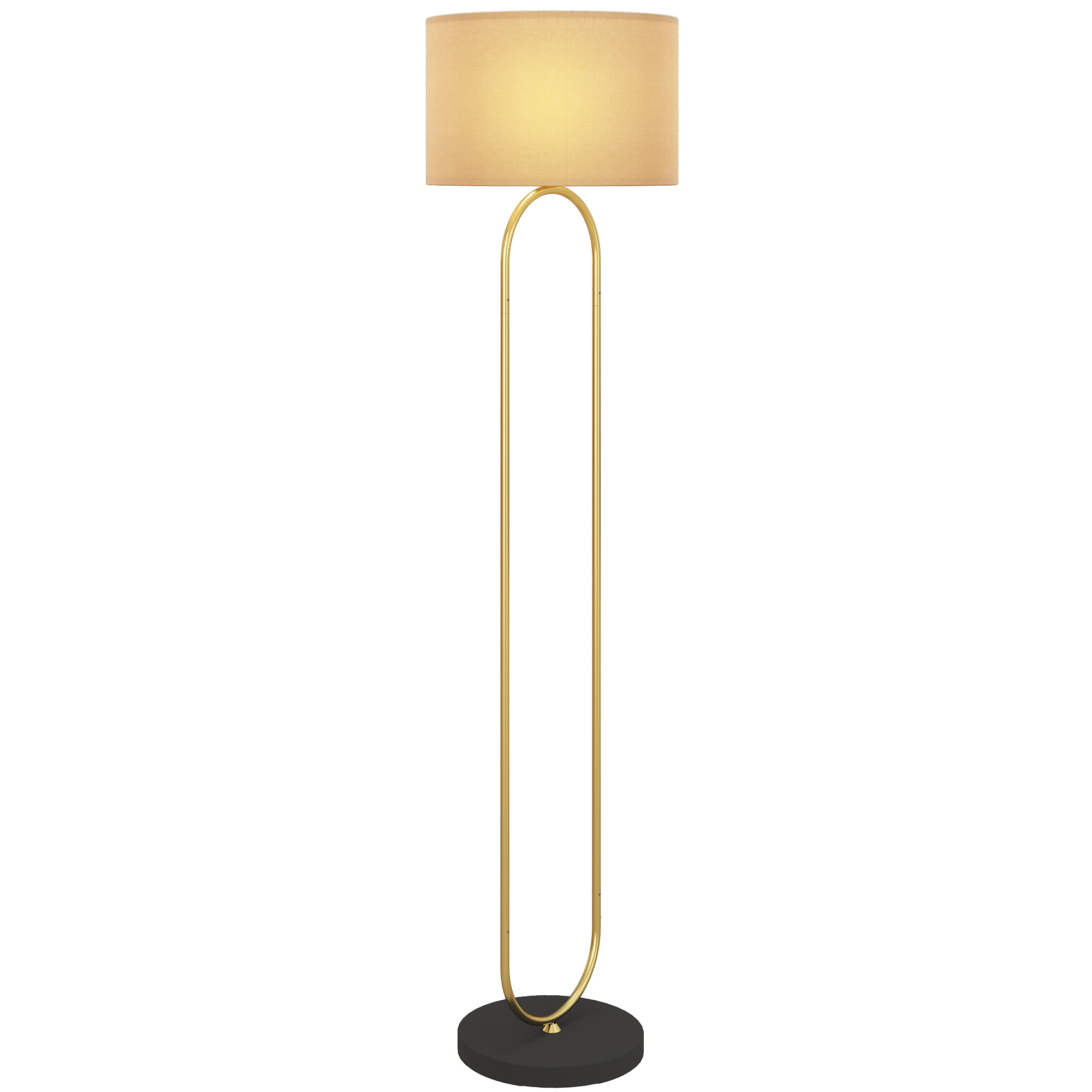 Stehlampe Aus Gold-schwarzem Leinen, 156 Cm, E27-fassung, Fußschalter, Modern Für Wohn- Und Schlafzimmer