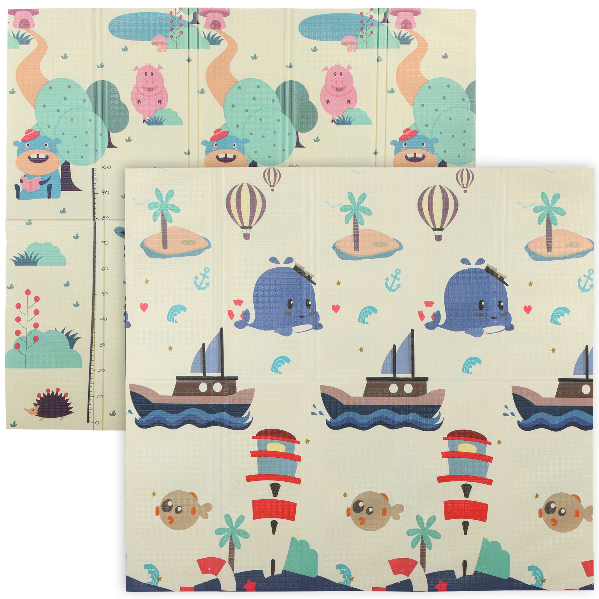 Faltbare, Dicke Und Wendbare Babyspielmatte Aus Schaumstoff, 196 X 176 X 1,5 Cm, Mehrfarbig