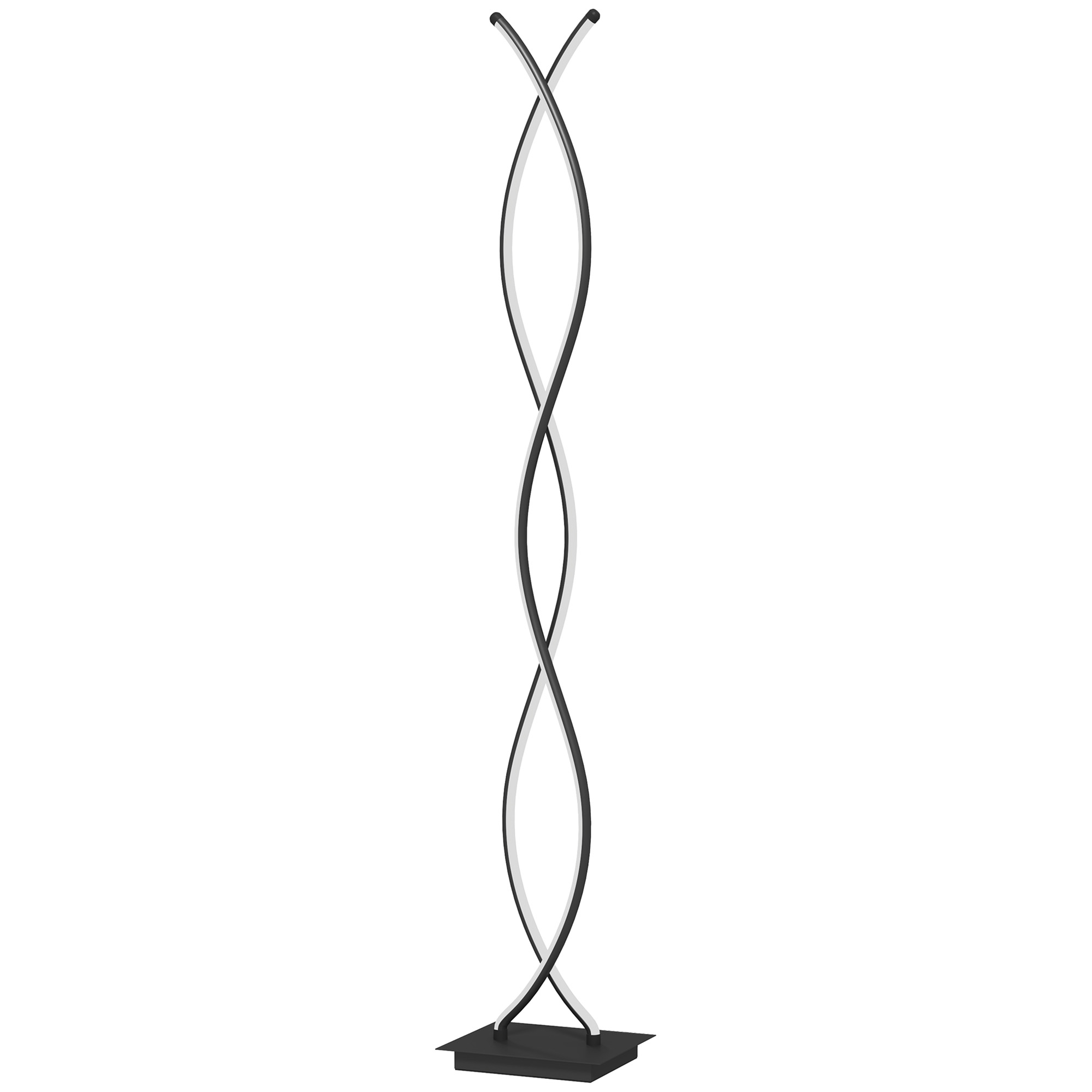 Wohnzimmer-stehlampe Mit 3 Helligkeitsstufen, Doppeltem Spiraldesign Und Schwarzem Sockelschalter.